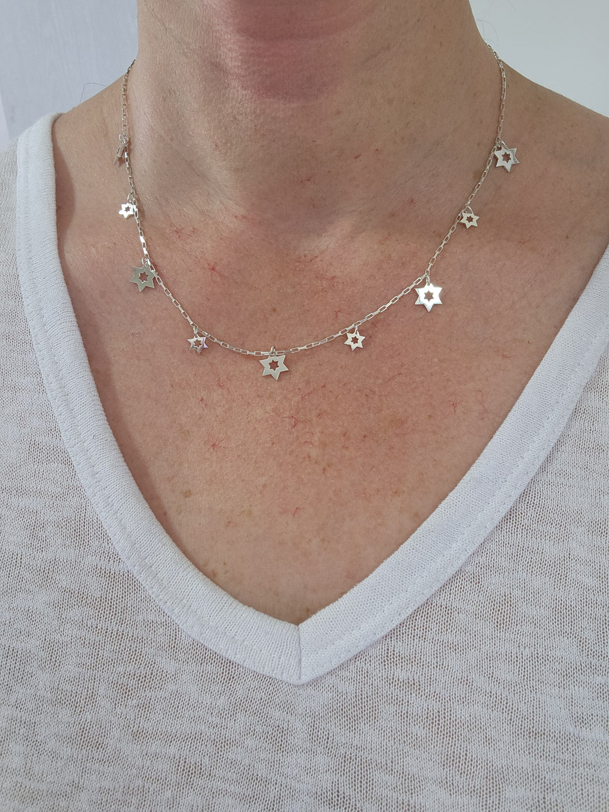 Star of David silver necklace 925.
