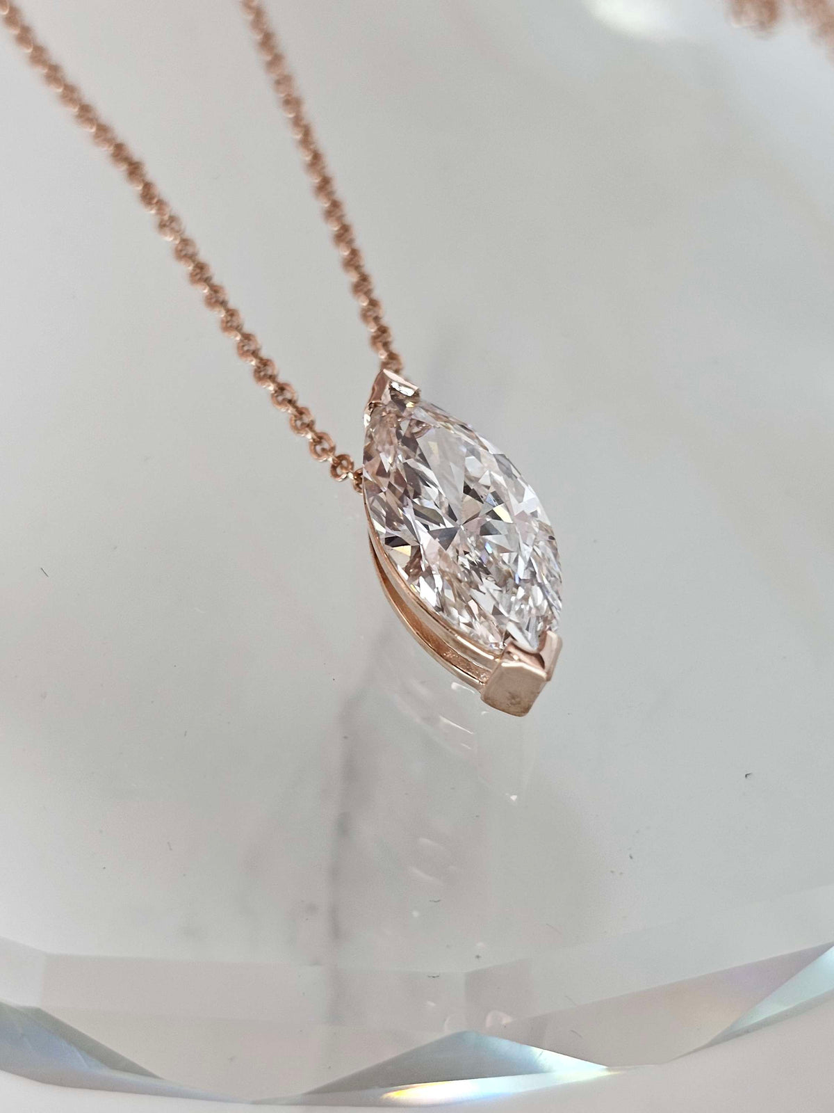 Emily pendant 2ct marquis lab diamond in 14k rose gold