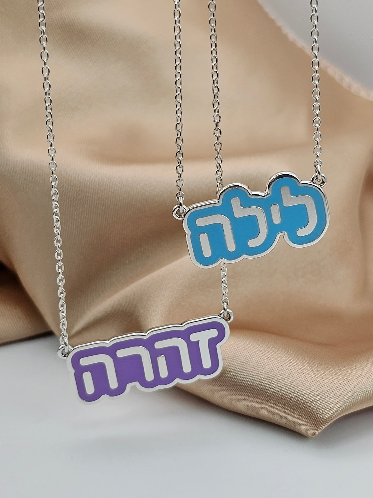 Silver & Colorful Enamel Name Tag Necklace – 925 Sterling Silver