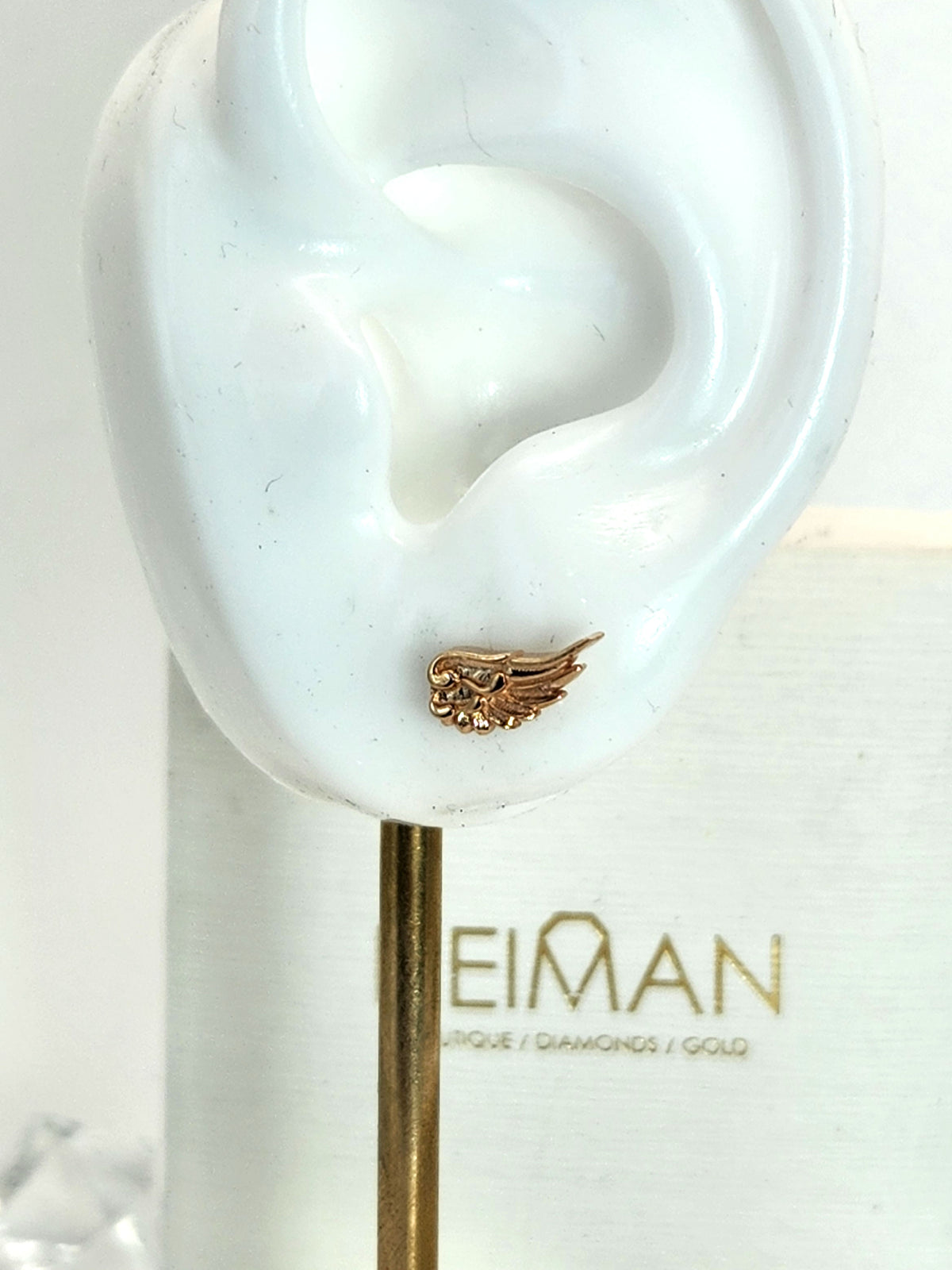 Wing stud earrings 14k rose gold.