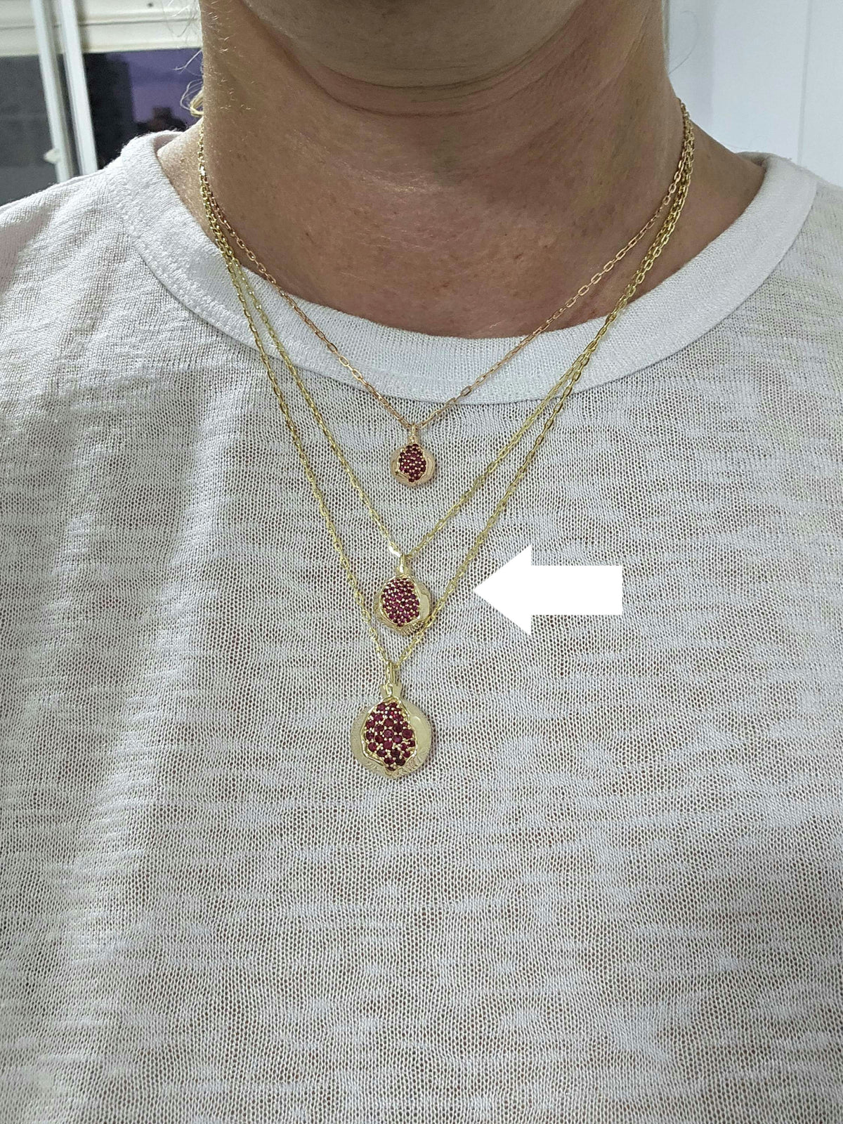 Large pomegranate pendant without a chain pendant only 14k gold set with ruby.