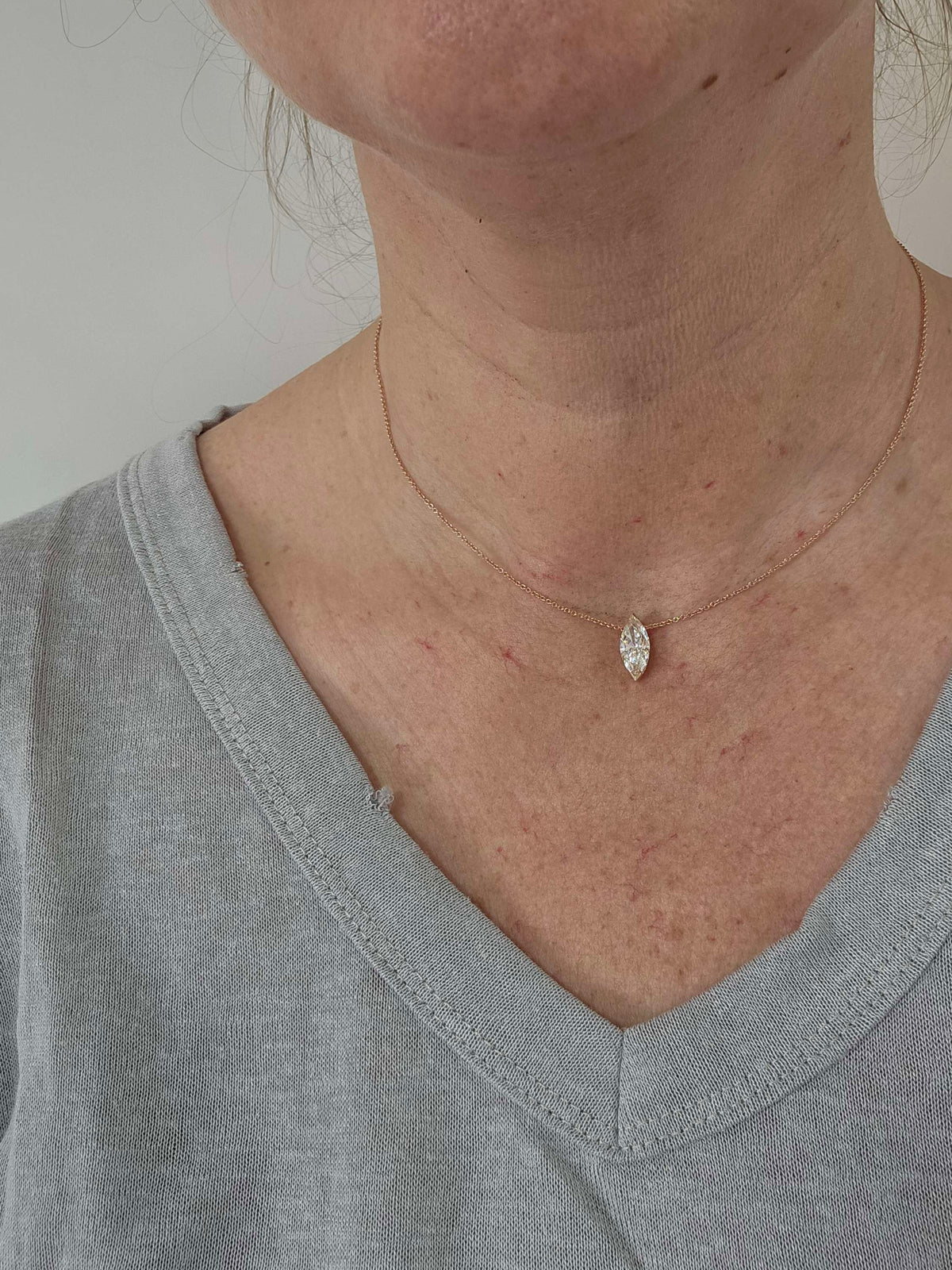 Emily pendant 2ct marquis lab diamond in 14k rose gold
