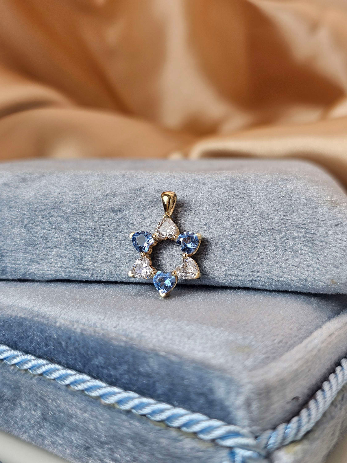 "David in Love " 14k gold heart shaped cz just pendant without a necklace