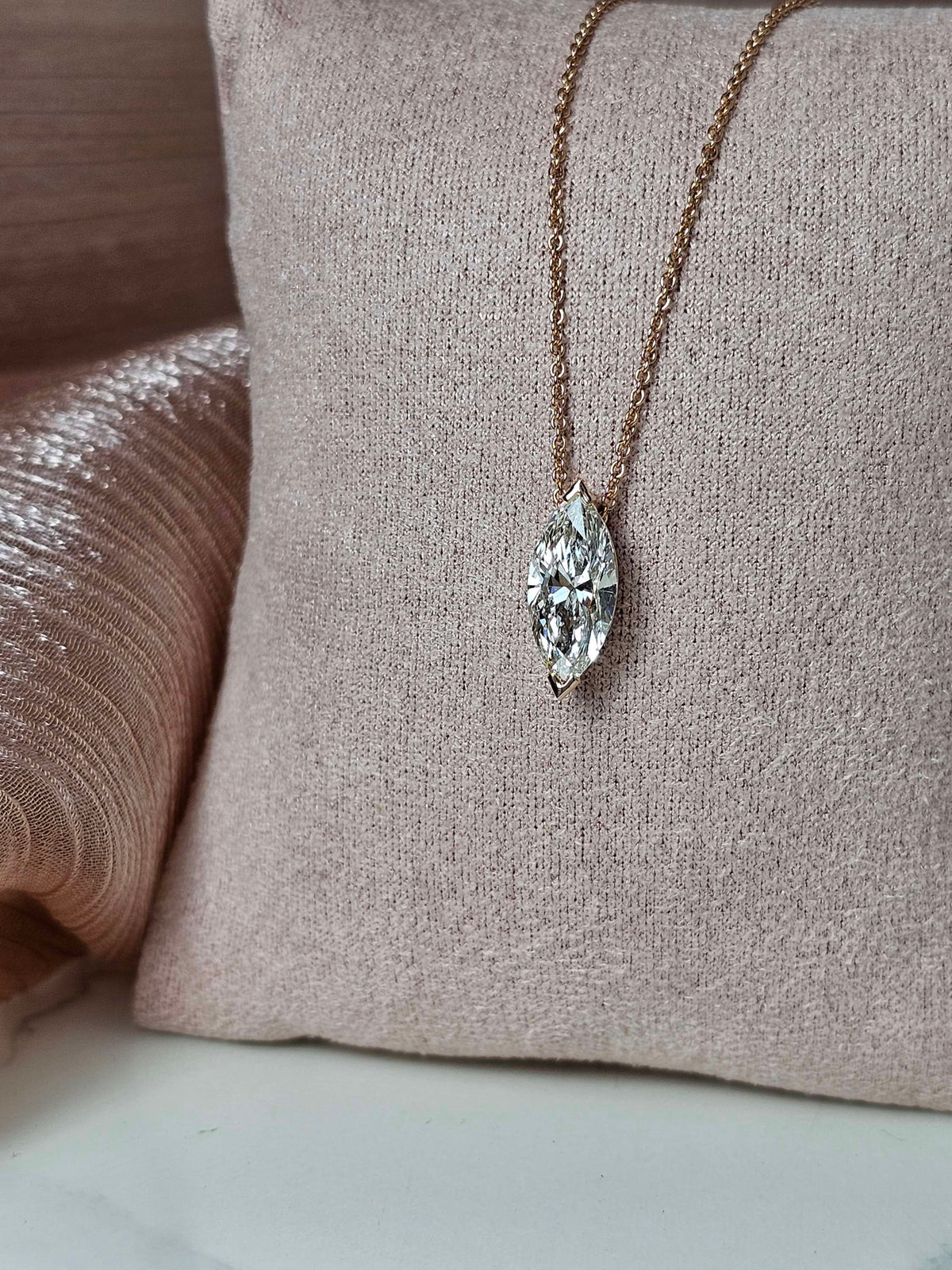 Emily pendant 2ct marquis lab diamond in 14k rose gold