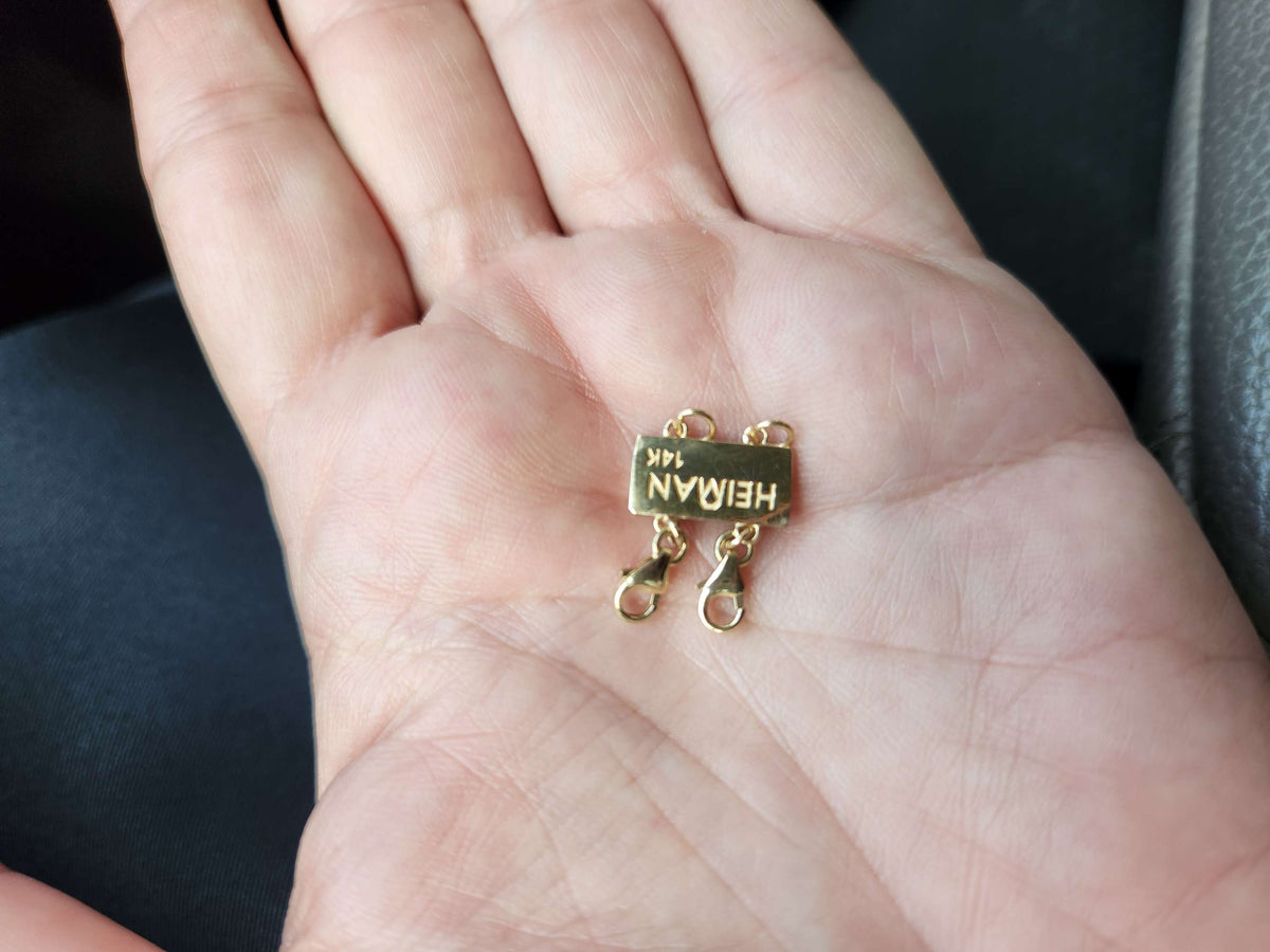 סוגר פטנט למניעה הסתבכות שרשראות זהב 14k ל 3 שרשראות עם 3 סוגרים