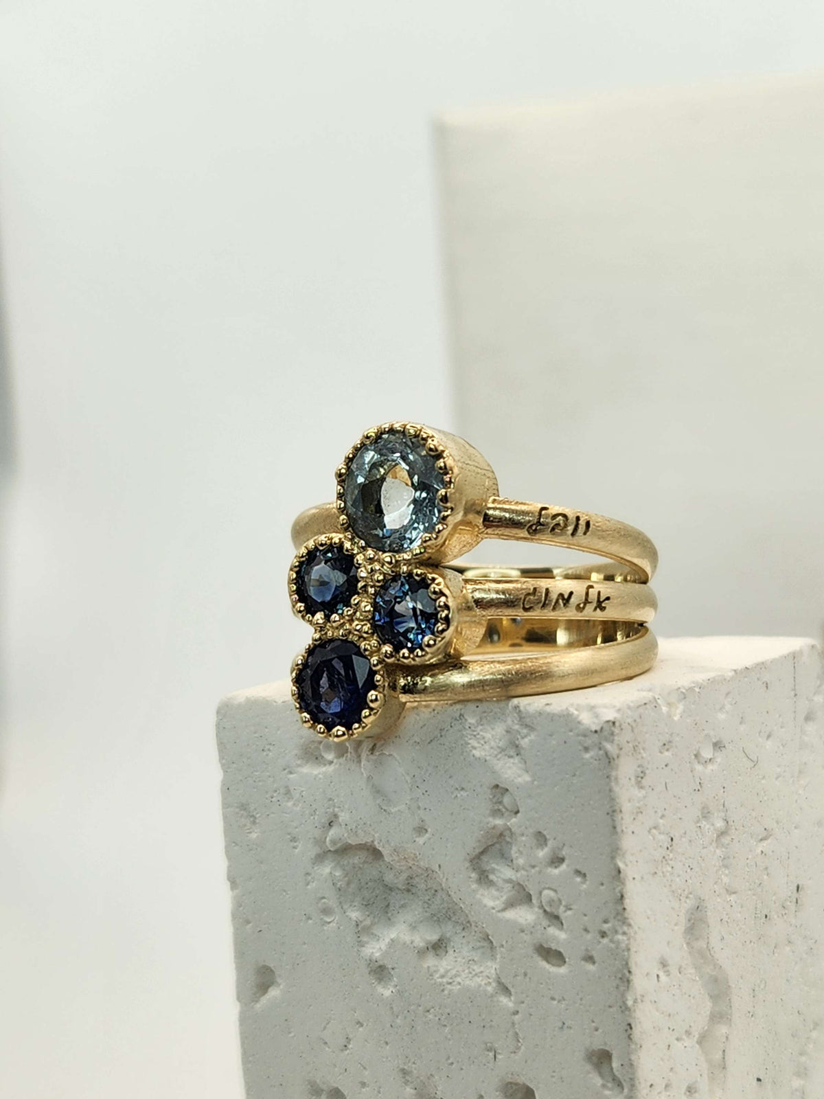 Mother's love ring 14k gold set with natural gems