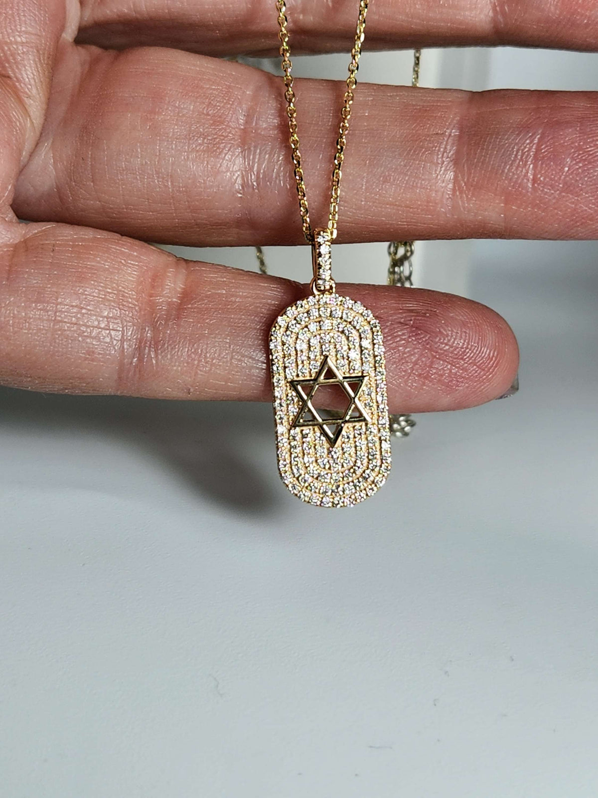 תליון מגן דוד תג יהלומים זהב 14k