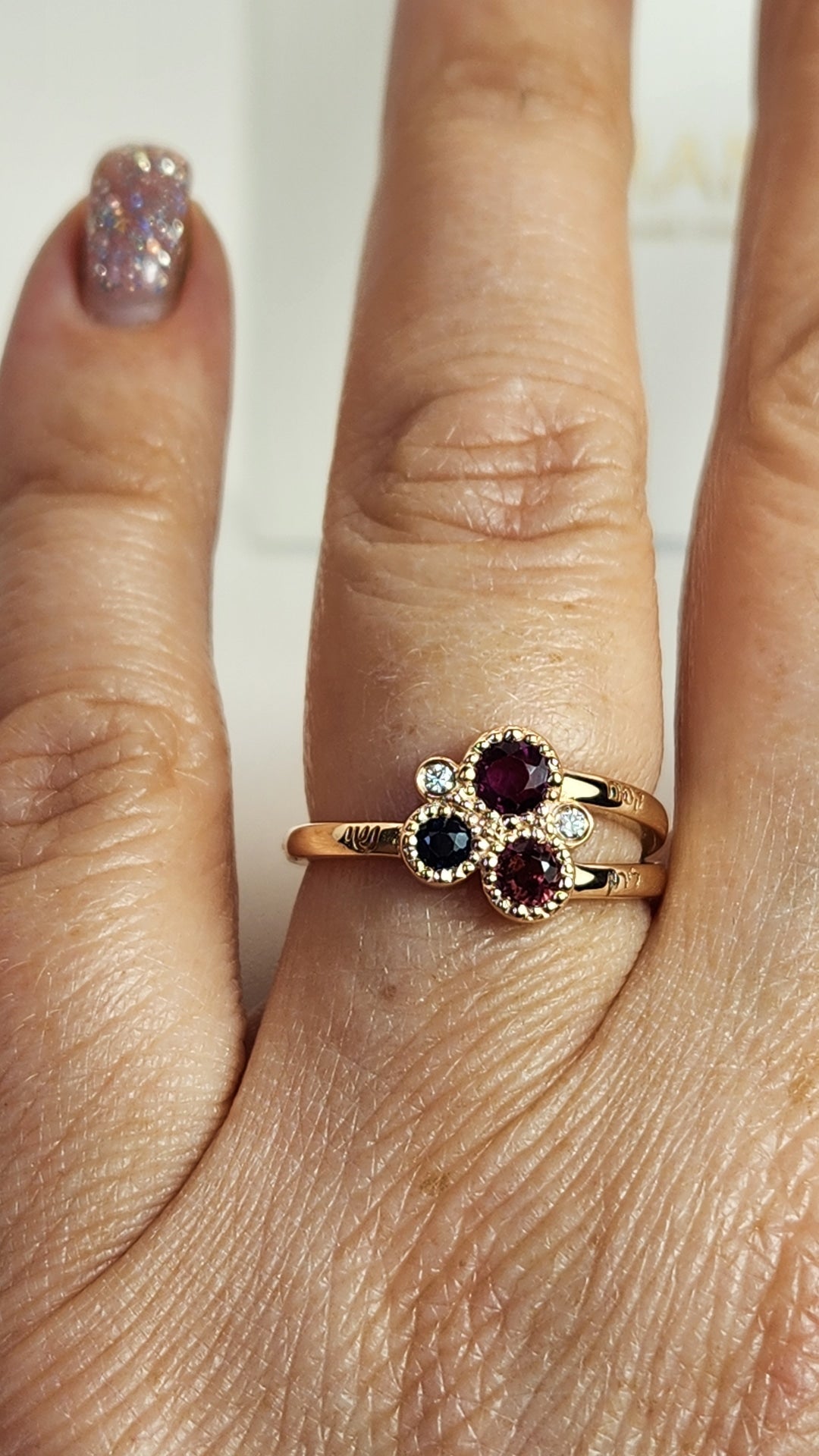 mother's love ring multi color and diamonds in 14k gold