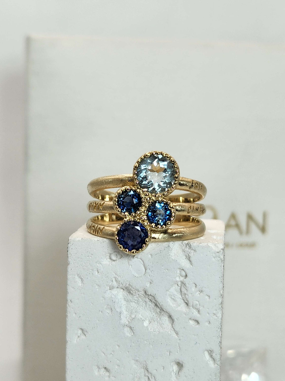 Mother's love ring 14k gold set with natural gems