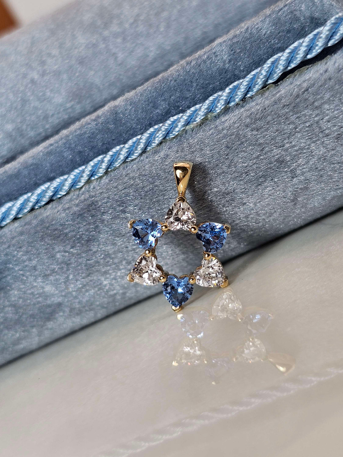 "David in Love " 14k gold heart shaped cz just pendant without a necklace