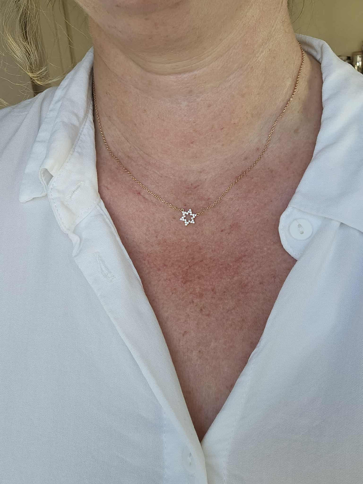 Diamonds Star of David necklace in 14k set with lab diamonds