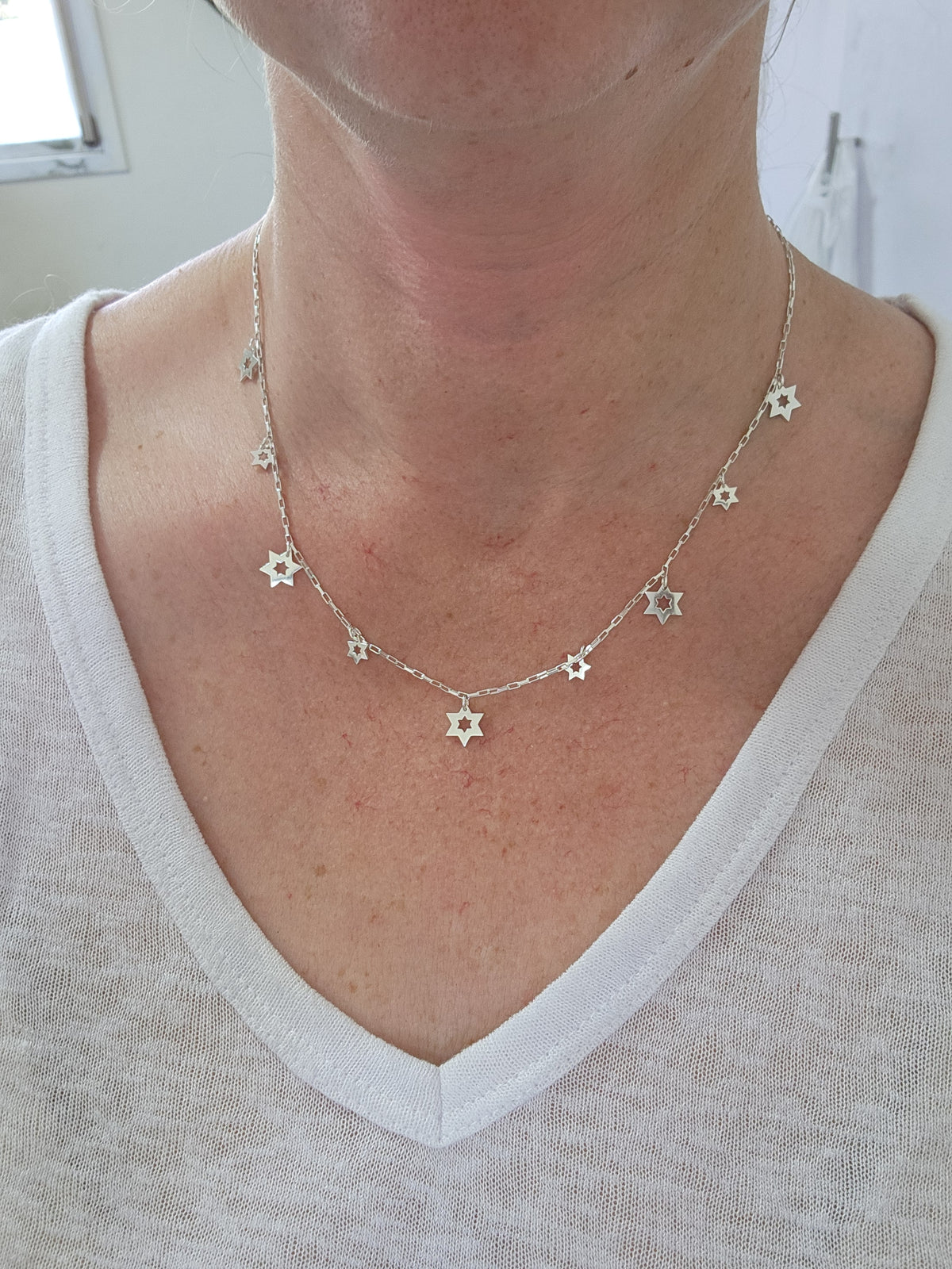 Star of David silver necklace 925.
