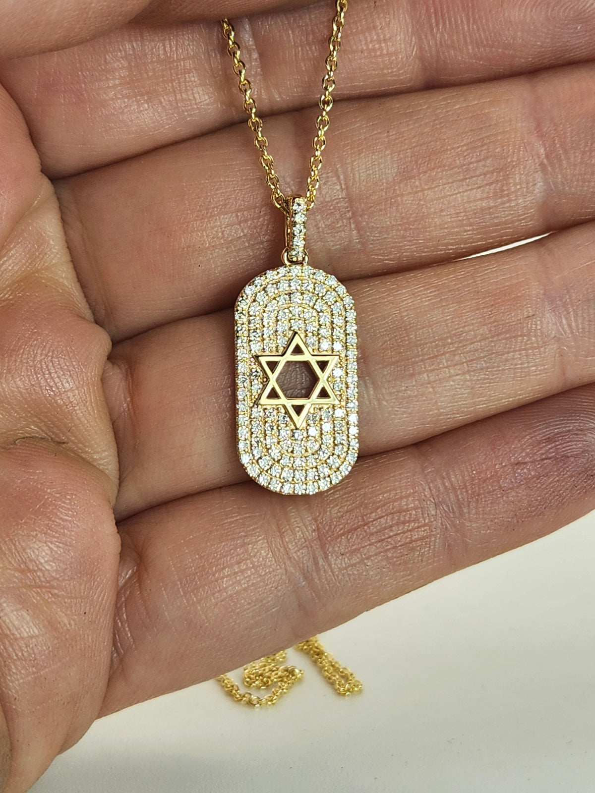 תליון מגן דוד תג יהלומים זהב 14k