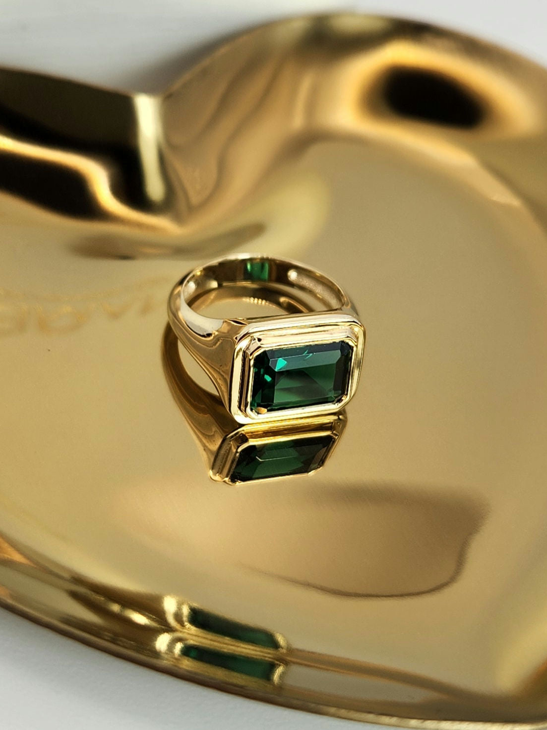 Emerald pinky ring 14k gold