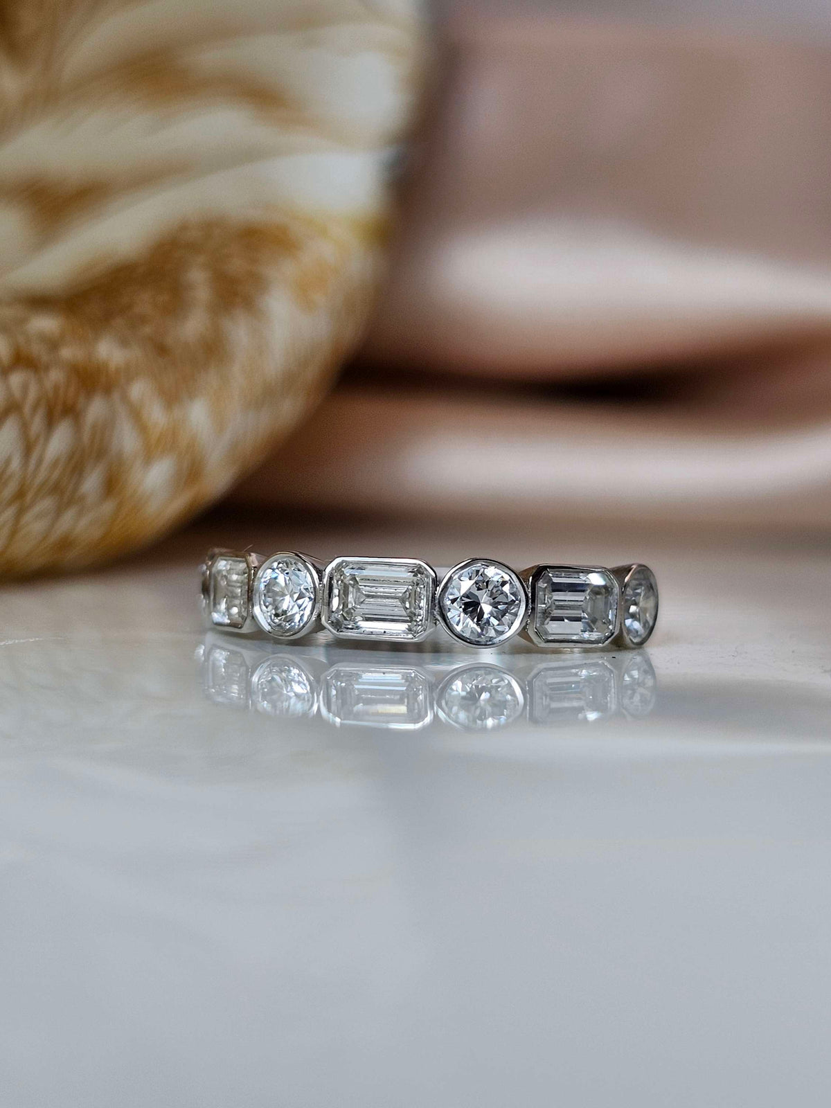 Fancy diamonds ring 14k white gold
