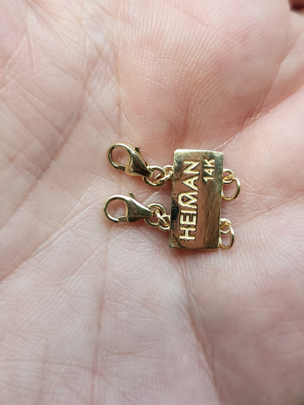 סוגר פטנט למניעה הסתבכות שרשראות זהב 14k ל 3 שרשראות עם 3 סוגרים
