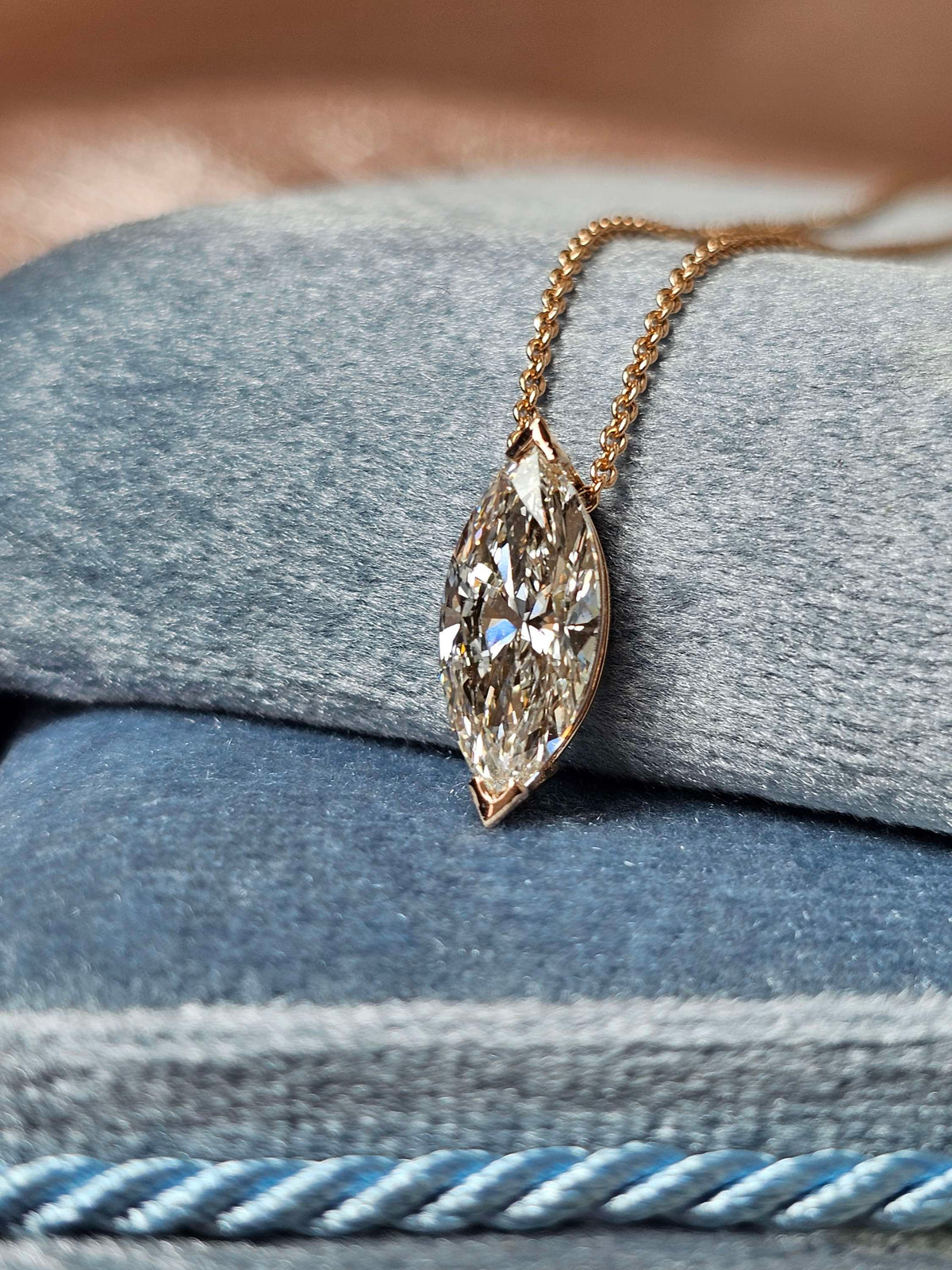 Emily pendant 2ct marquis lab diamond in 14k rose gold