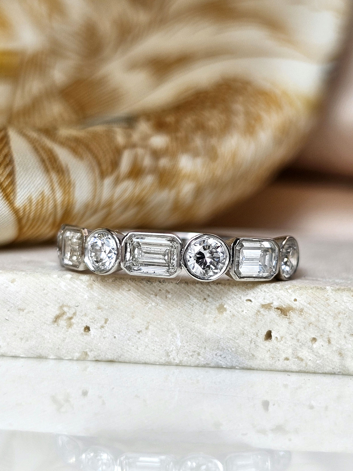Fancy diamonds ring 14k white gold