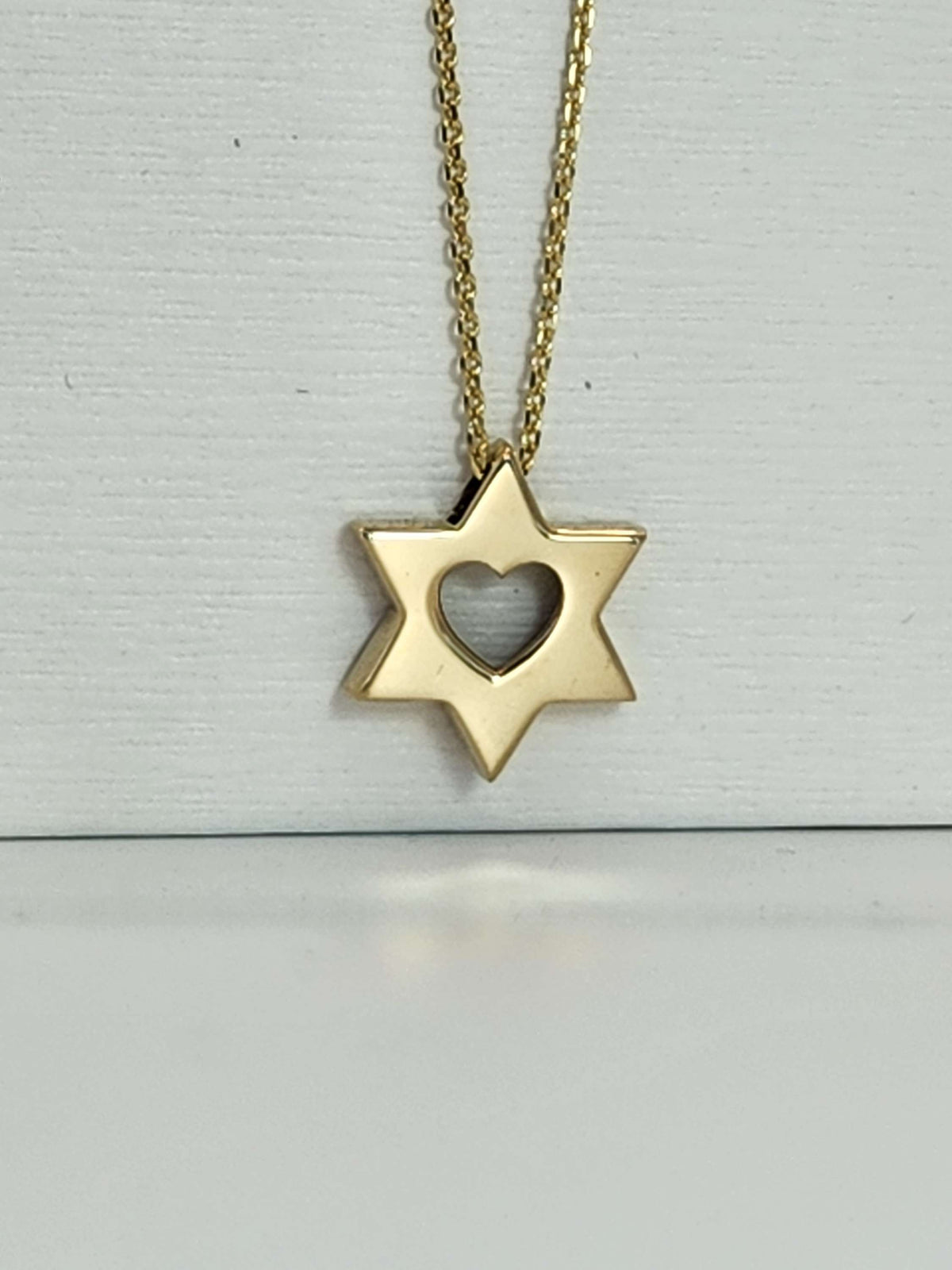 שרשרת לב גדולה עם מגן דוד זהב 14 קראט