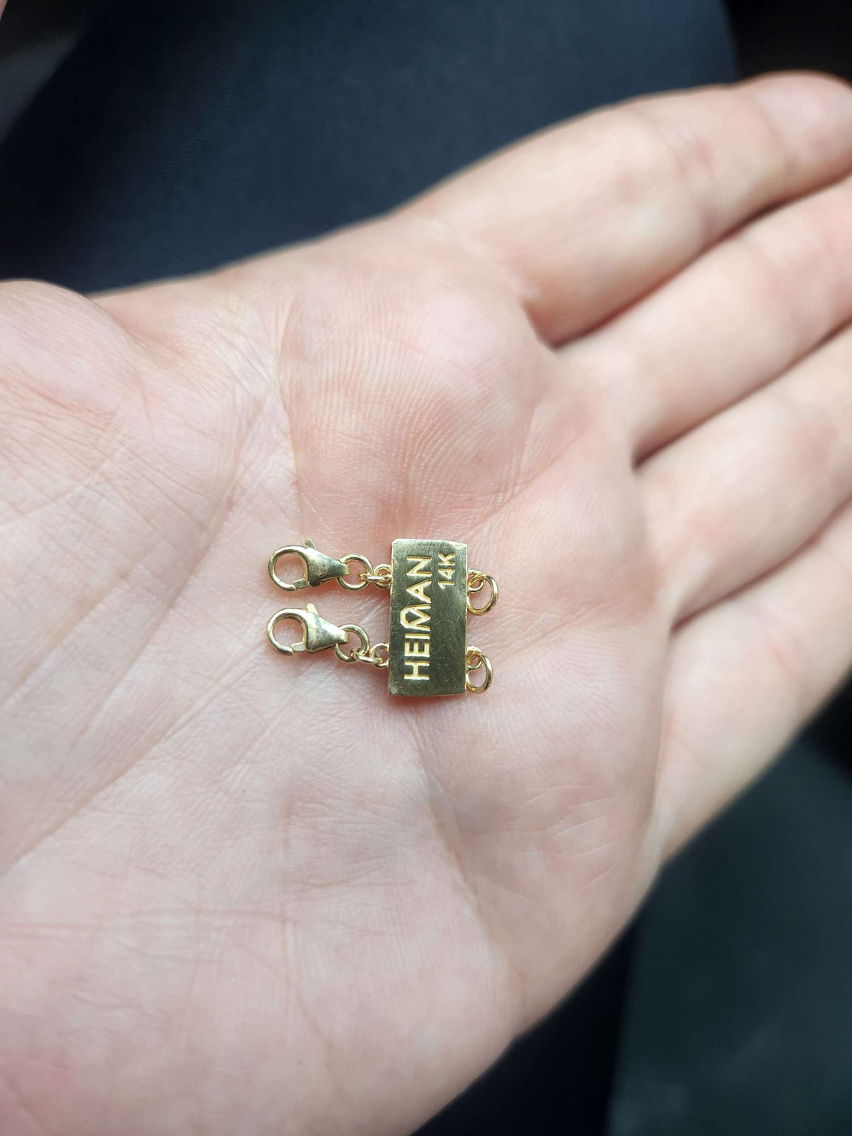 סוגר פטנט למניעה הסתבכות שרשראות זהב 14k ל 3 שרשראות עם 3 סוגרים