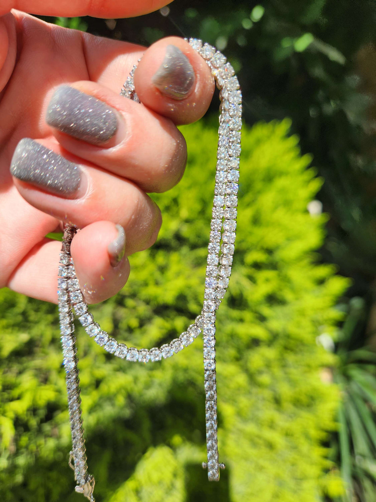 Diamond tennis necklace 14k white gold set with 14 carat off natural vs diamonds