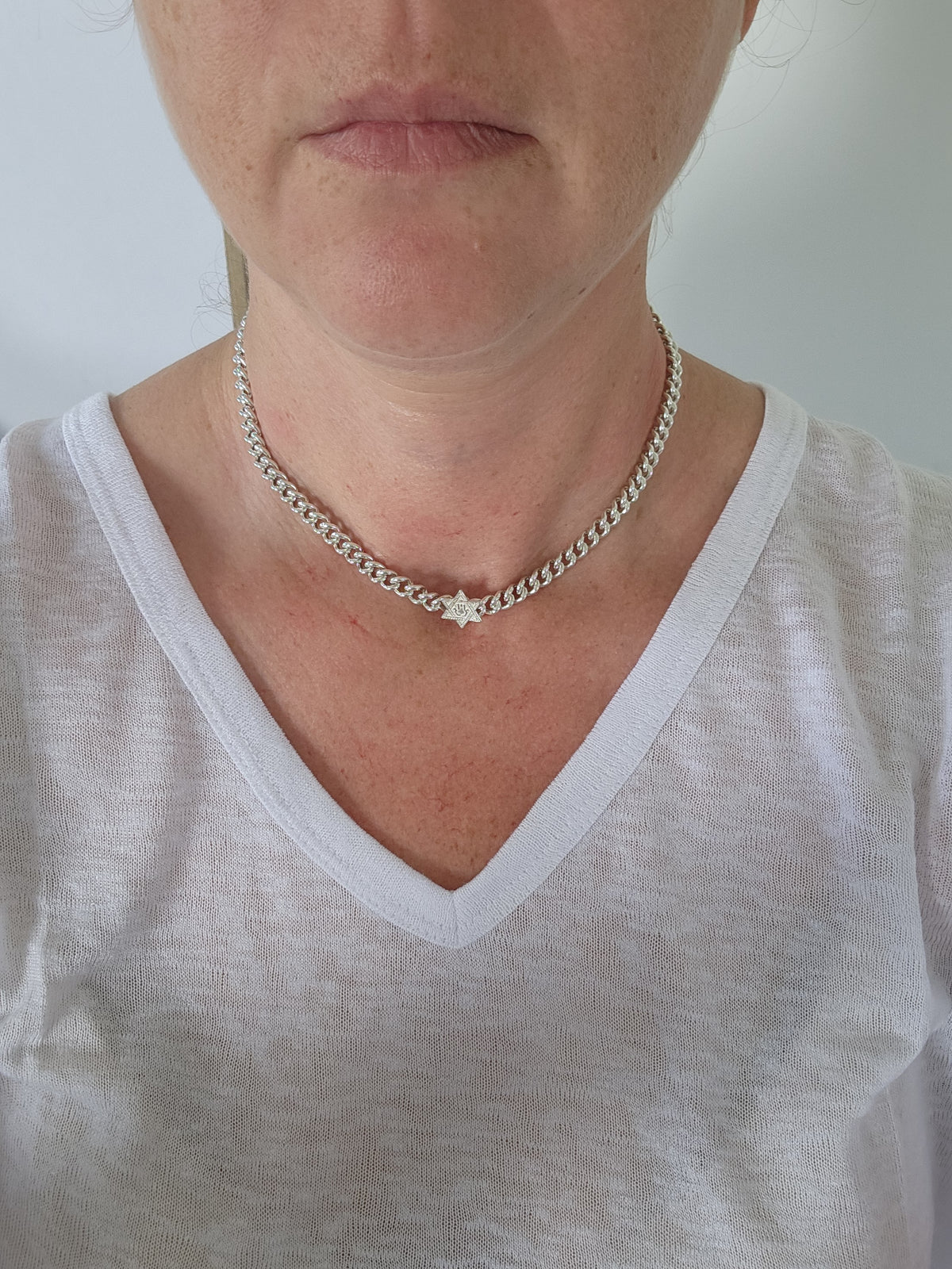 Silver 925 star david choker