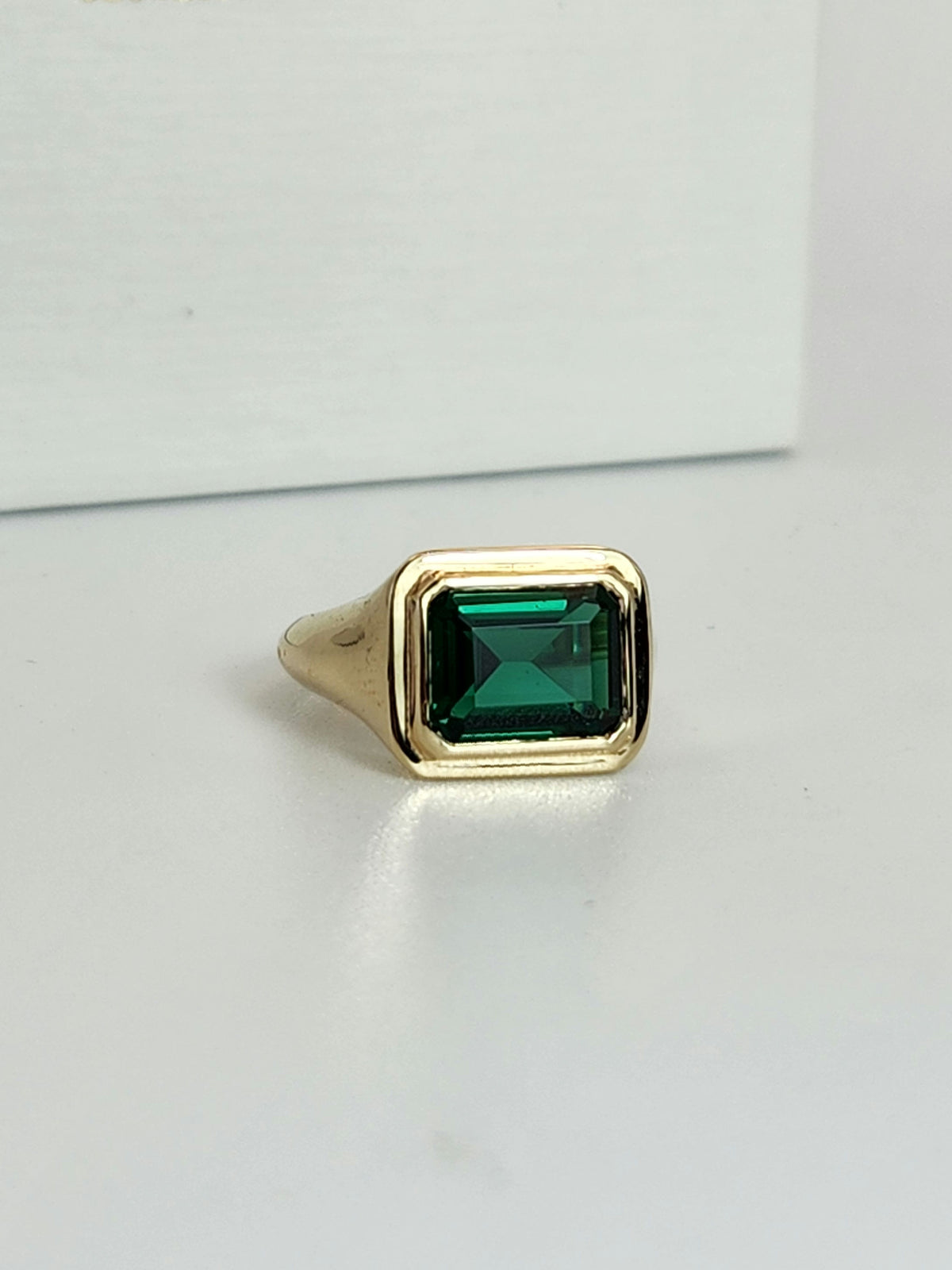 Emerald pinky ring 14k gold