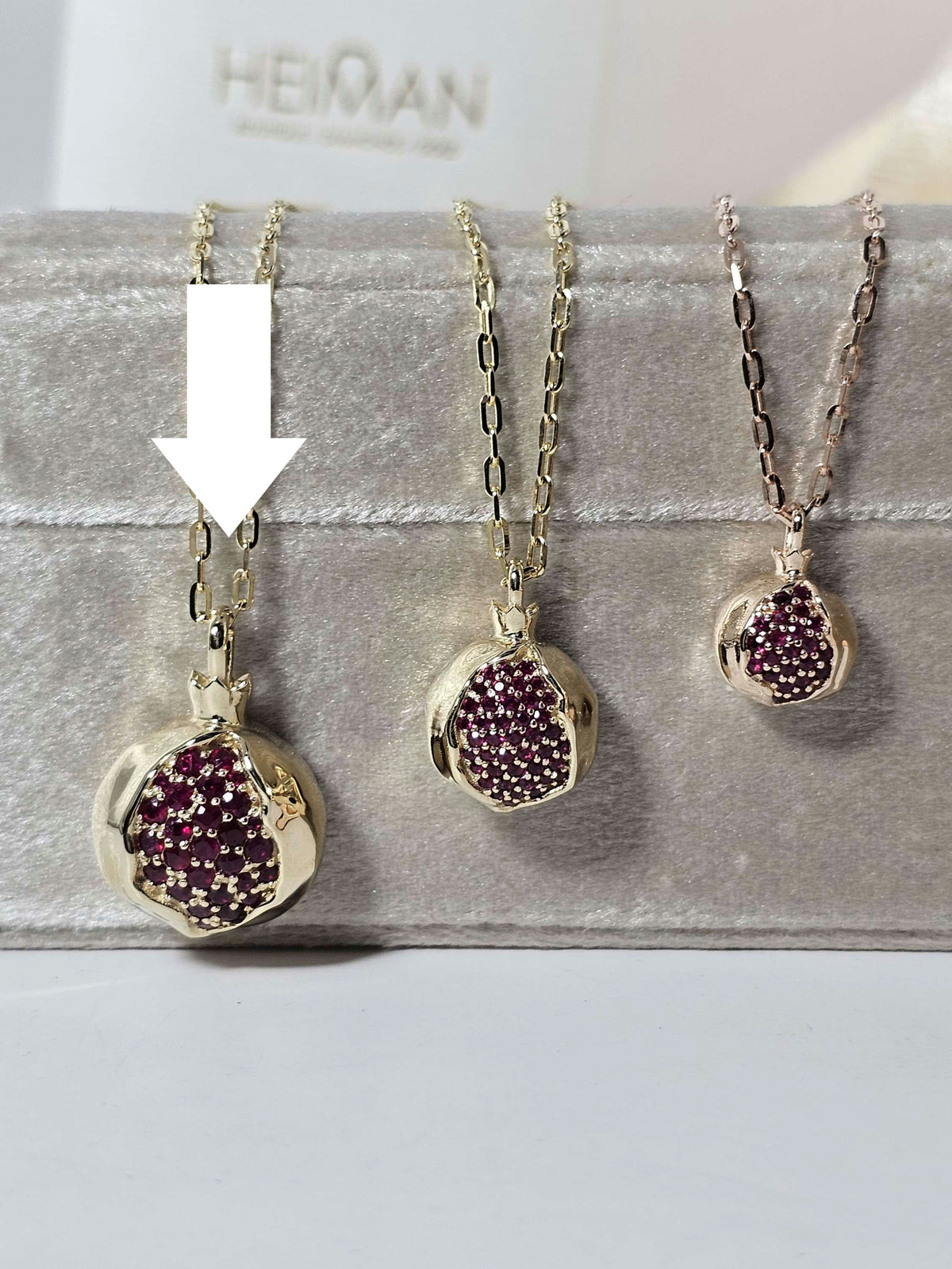 Large pomegranate pendant without a chain pendant only 14k gold set with ruby.