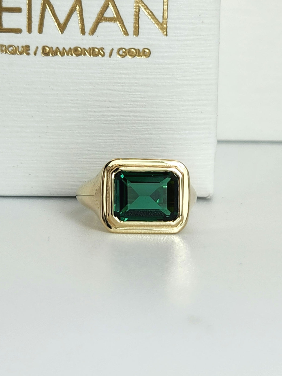Emerald pinky ring 14k gold