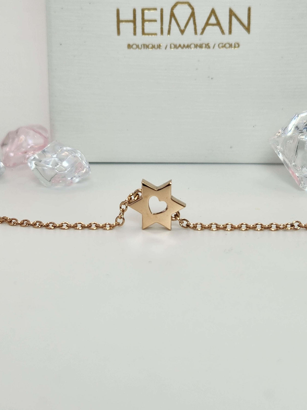 Heart Star of David bracelet 14k gold