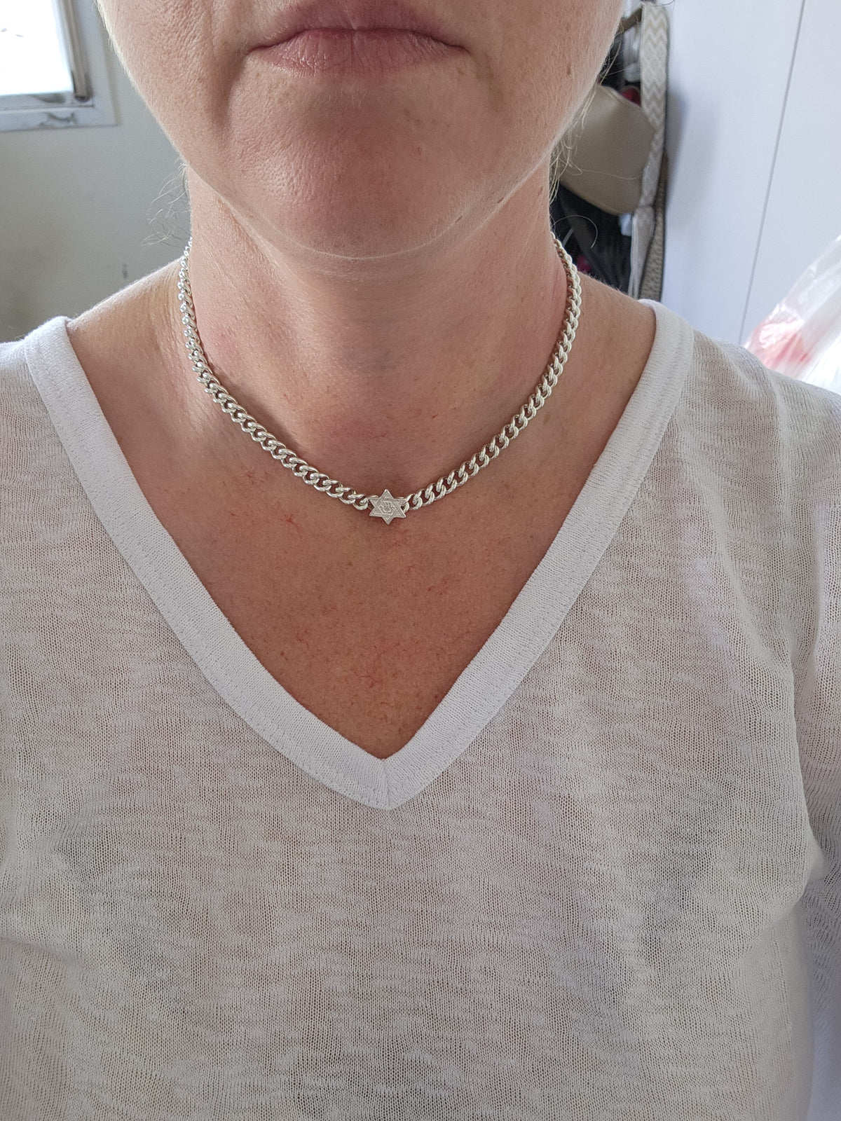 Silver 925 star david choker
