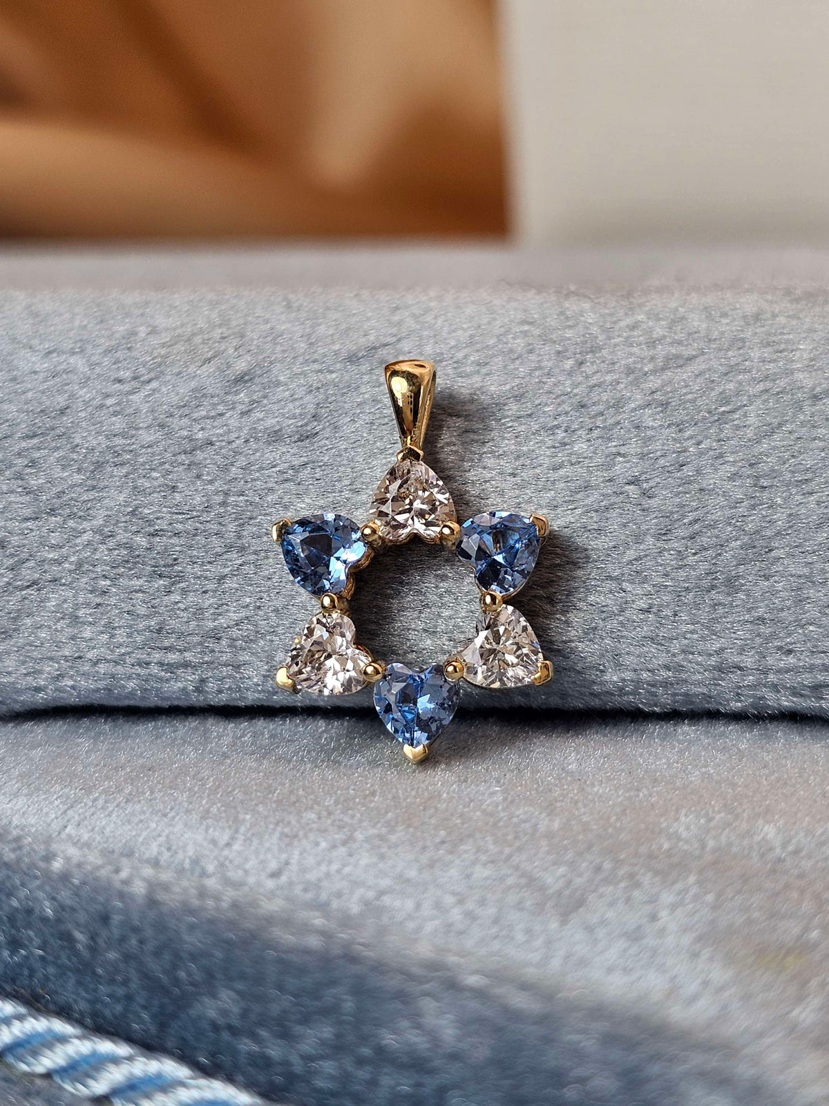 "David in Love " 14k gold heart shaped cz just pendant without a necklace