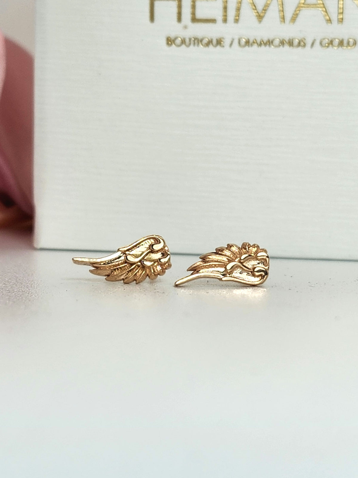 Wing stud earrings 14k rose gold.