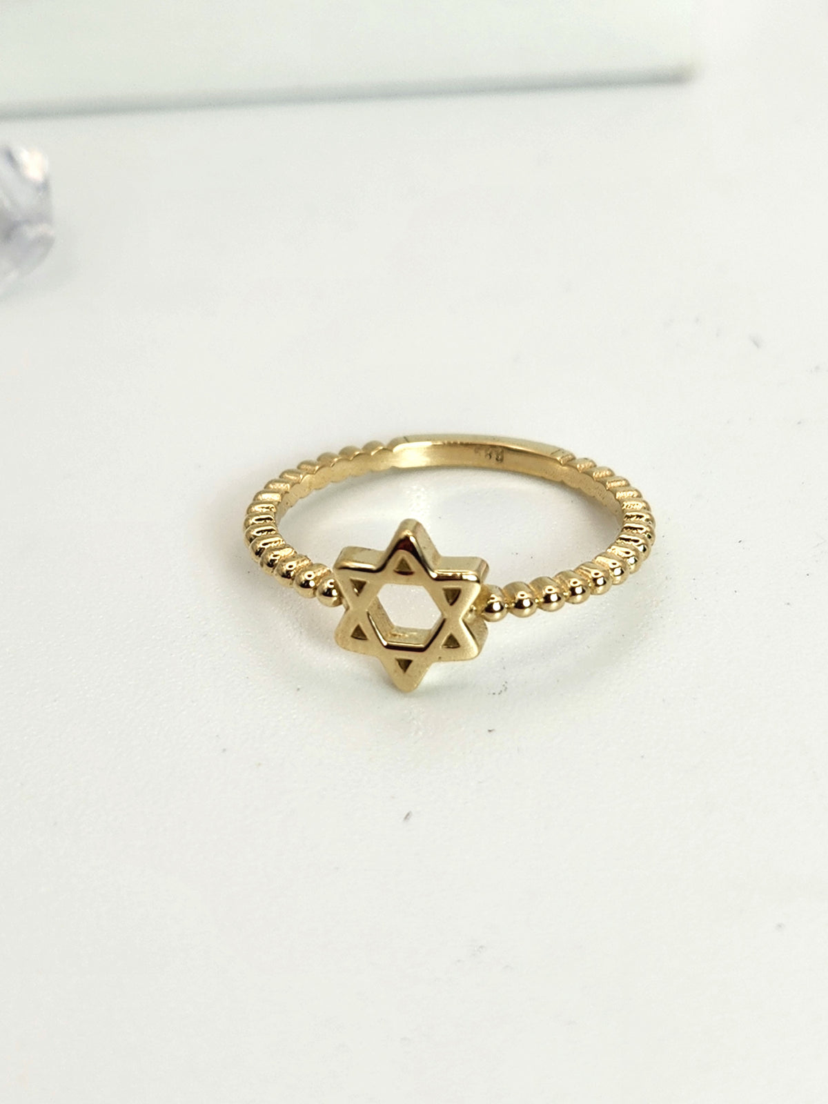 Star of david gold balls ring 14k