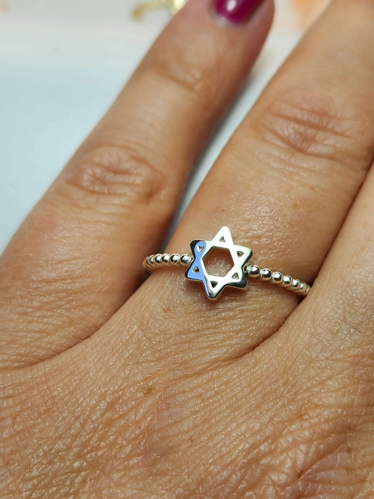 Silver Star Bead Ring