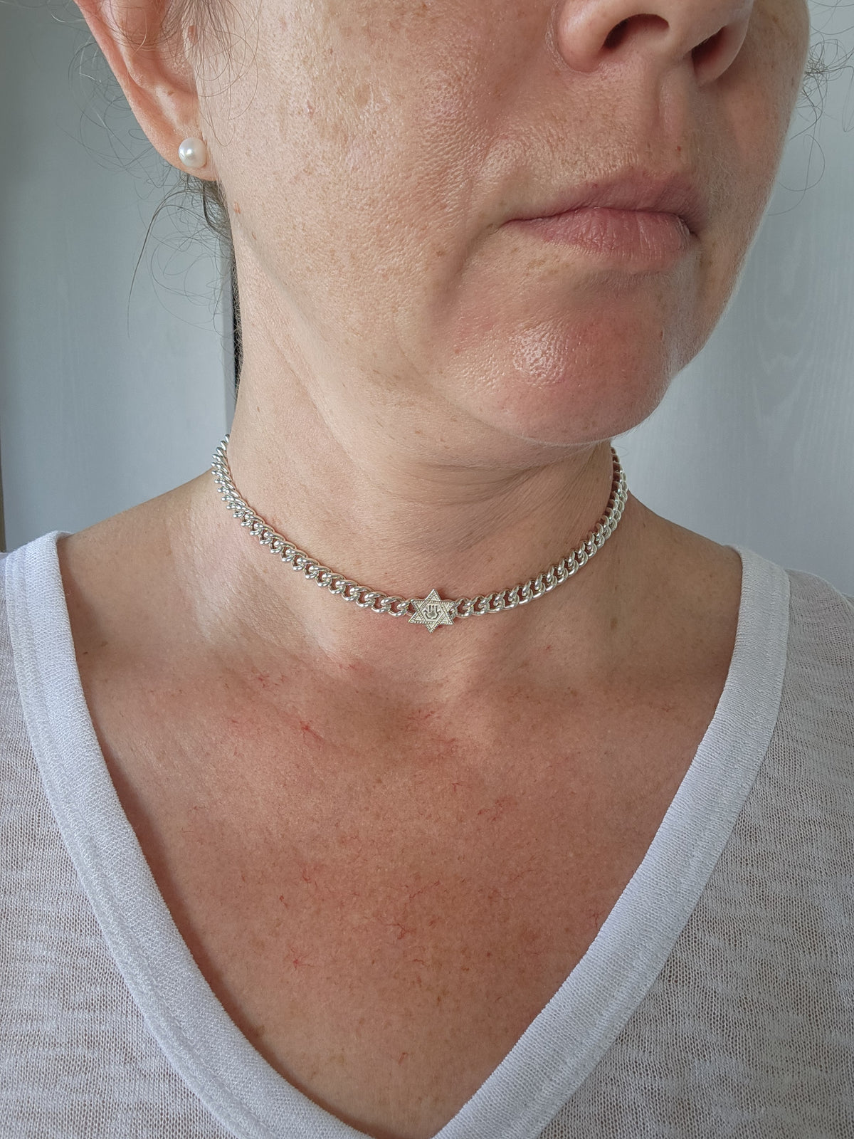 Silver 925 star david choker