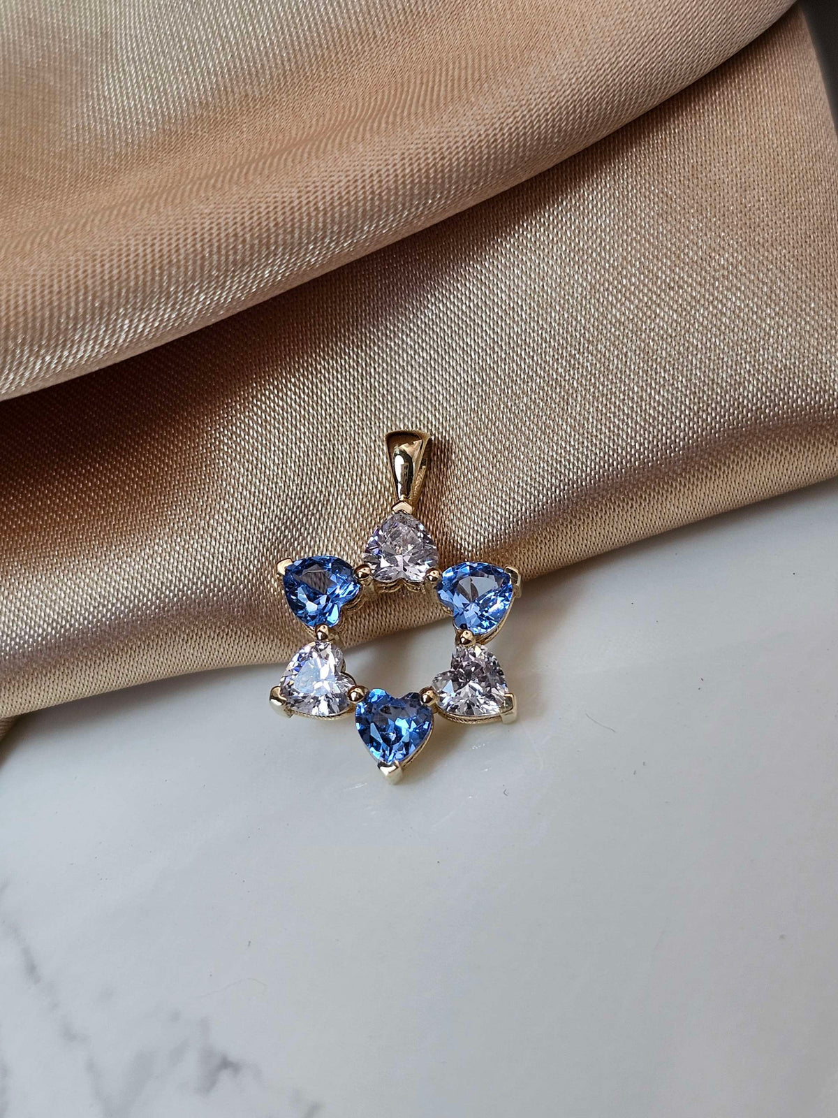"David in Love " 14k gold heart shaped cz just pendant without a necklace