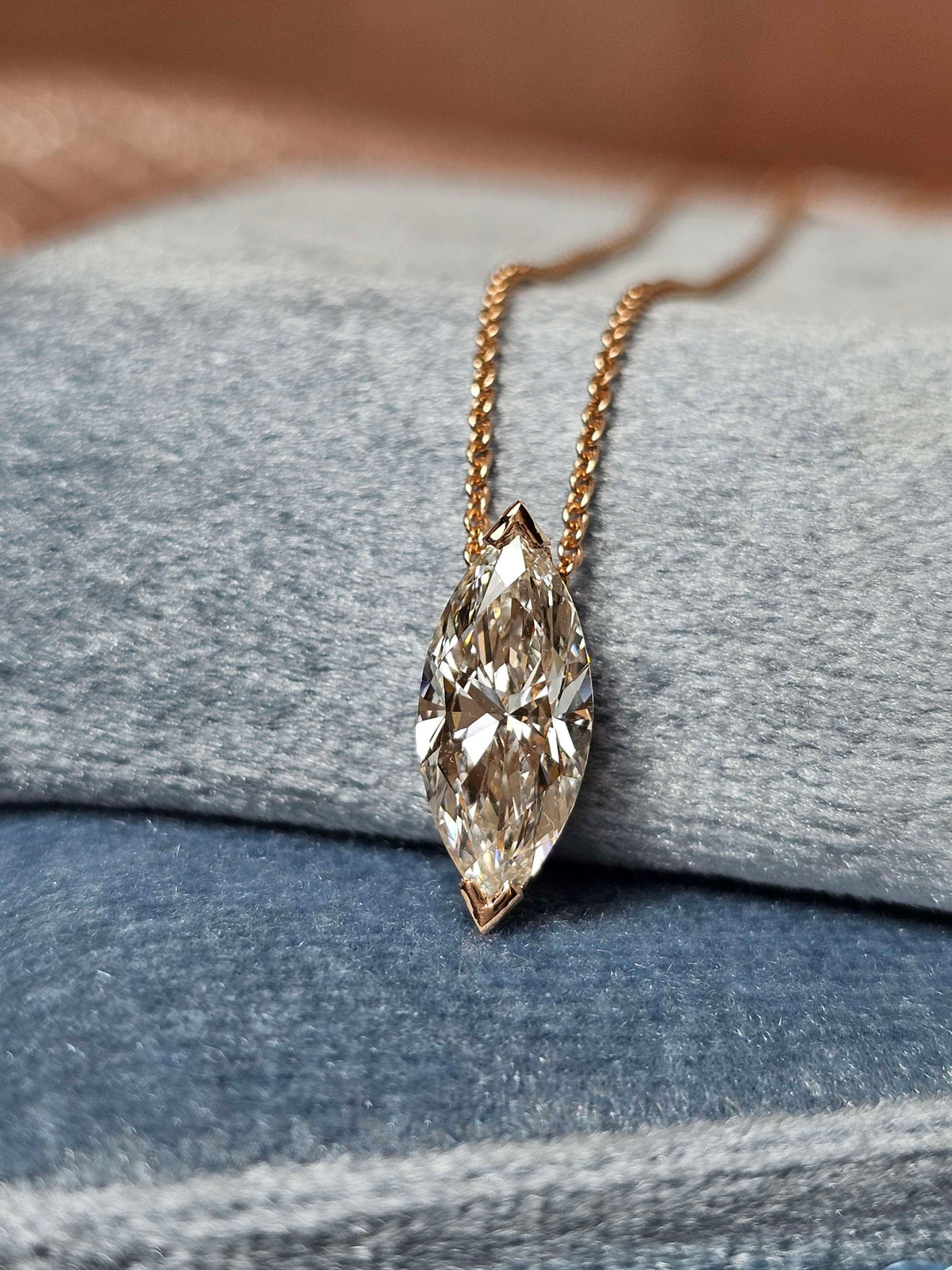Emily pendant 2ct marquis lab diamond in 14k rose gold