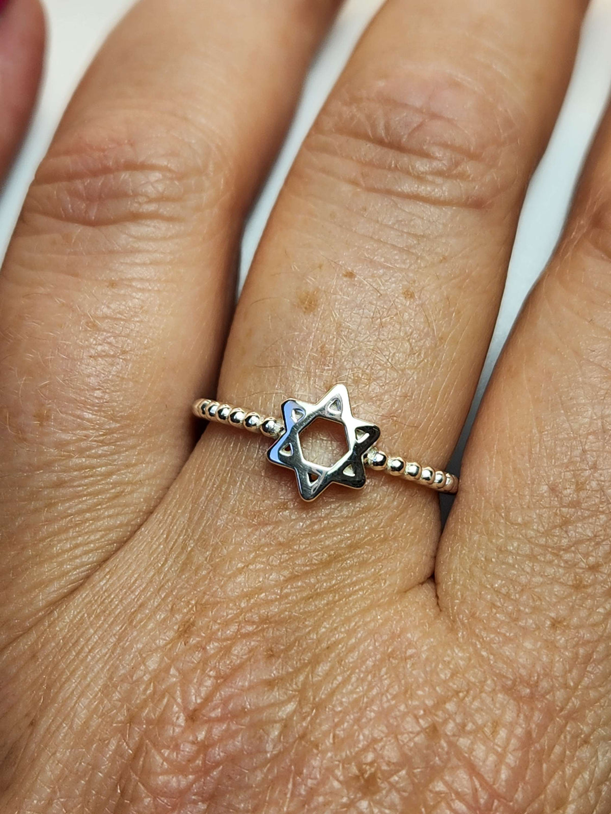 Silver Star Bead Ring
