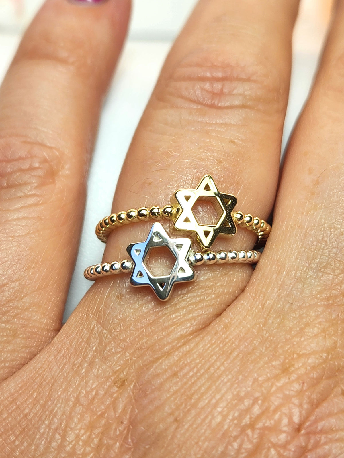 Silver Star Bead Ring