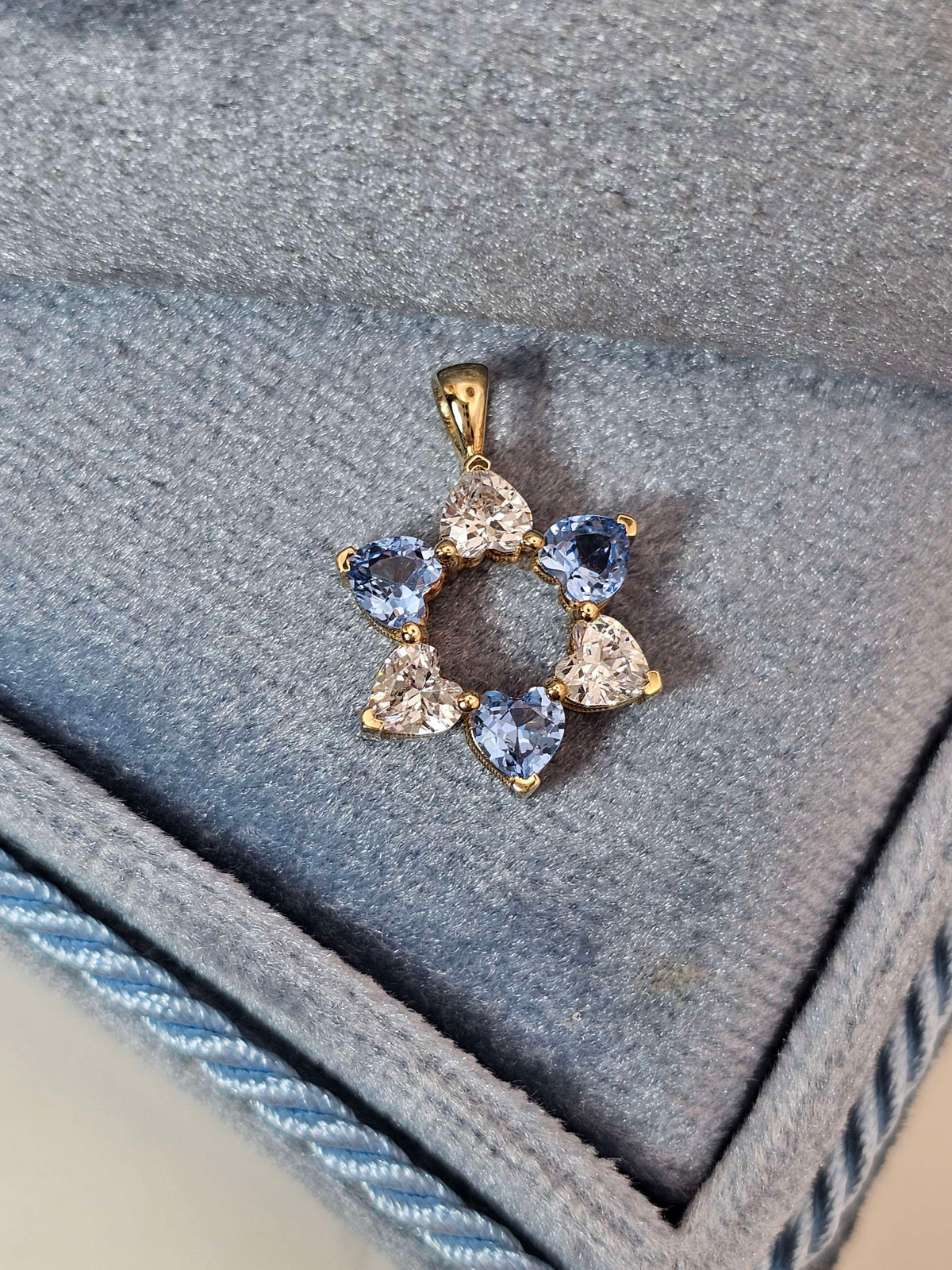 "David in Love " 14k gold heart shaped cz just pendant without a necklace