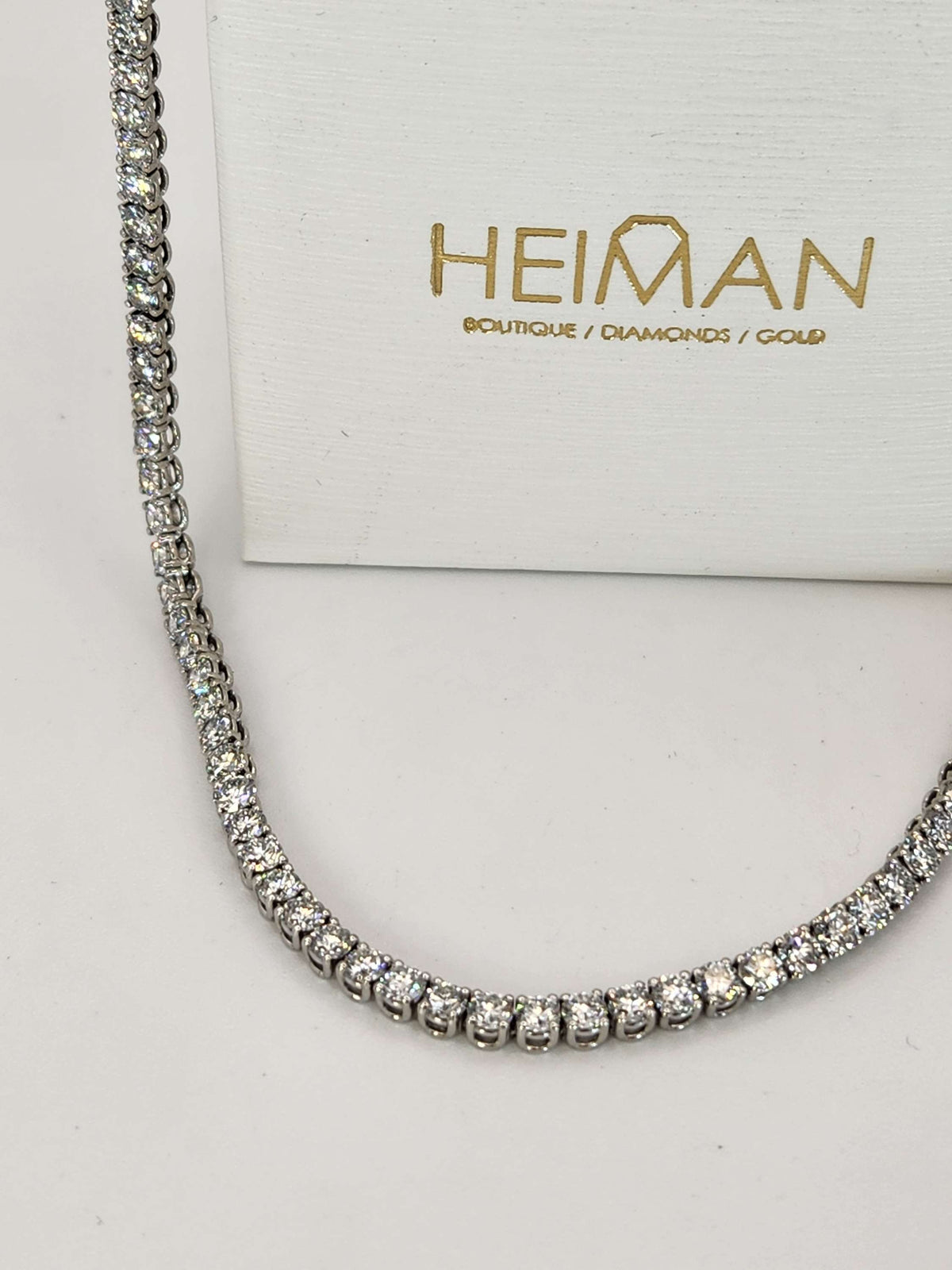 Diamond tennis necklace 14k white gold set with 14 carat off natural vs diamonds