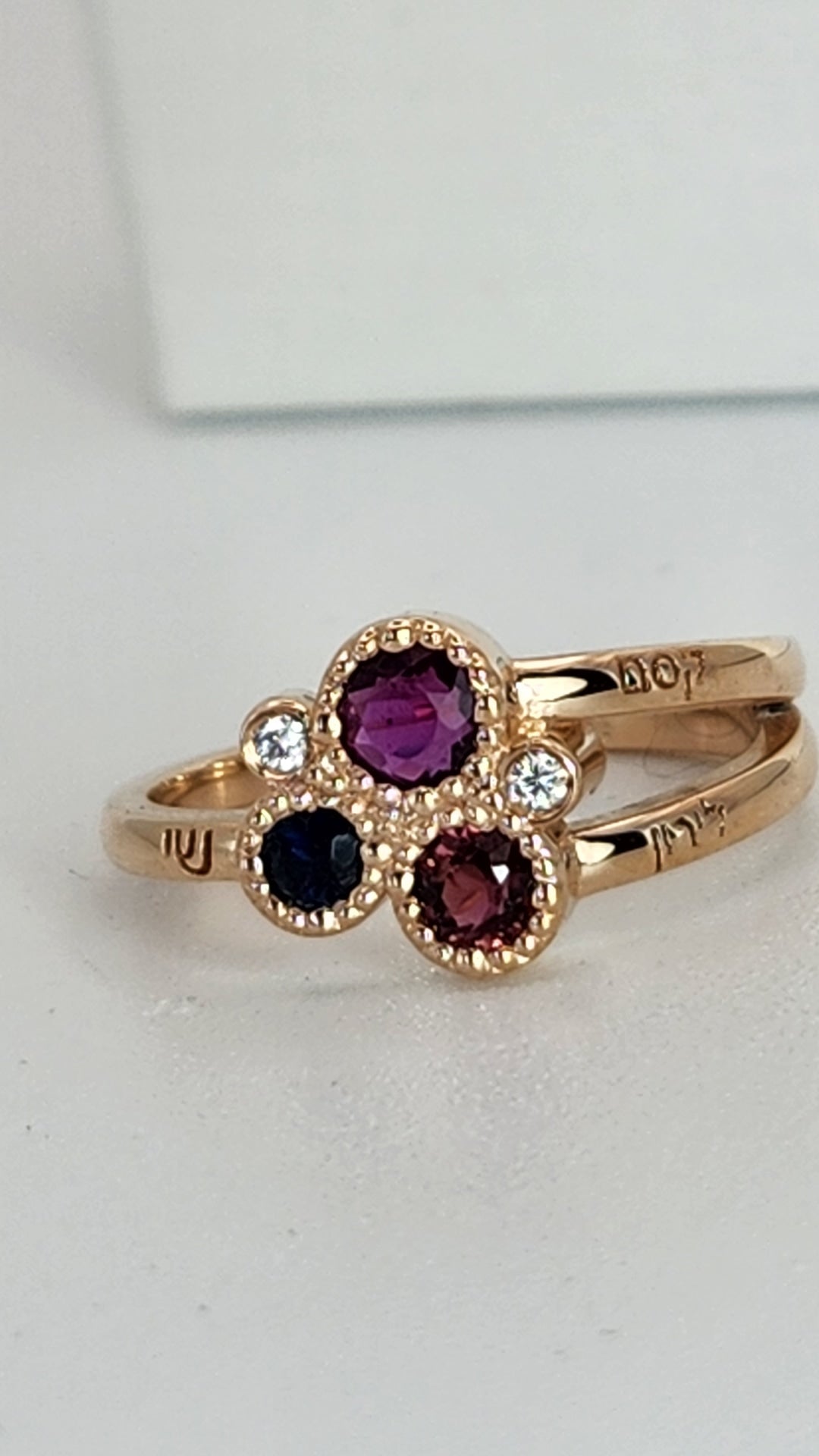 mother's love ring multi color and diamonds in 14k gold