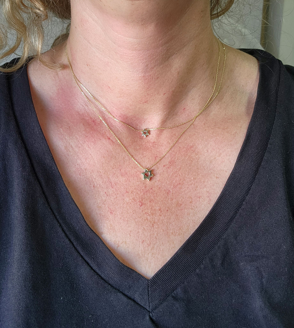 מגן דוד עם לב גודל בינוני זהב צהוב 14k