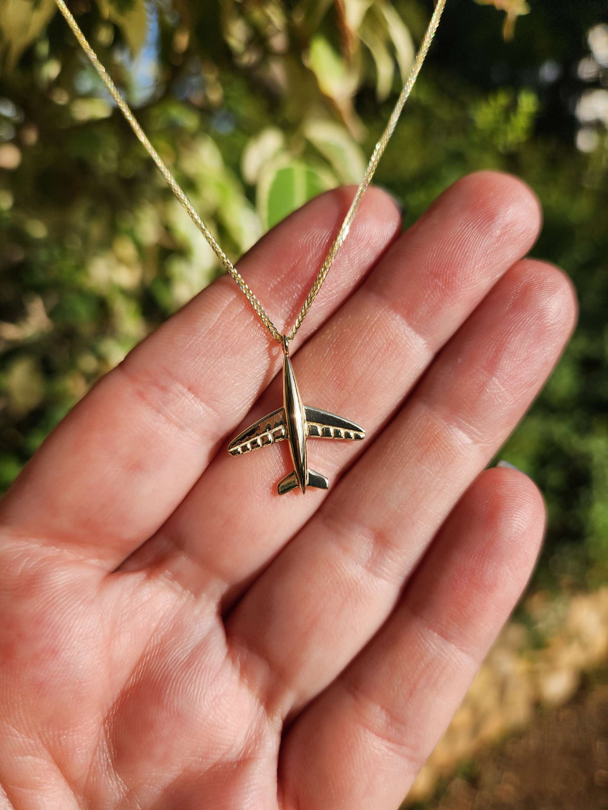 תליון מטוס זהב צהוב 14k