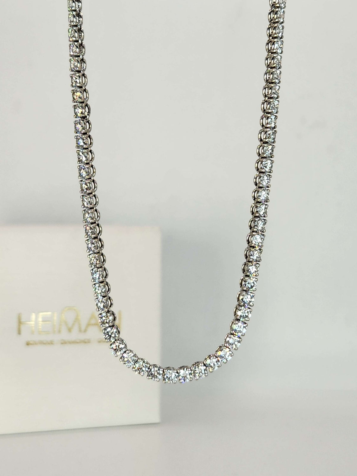 Diamond tennis necklace 14k white gold set with 14 carat off natural vs diamonds