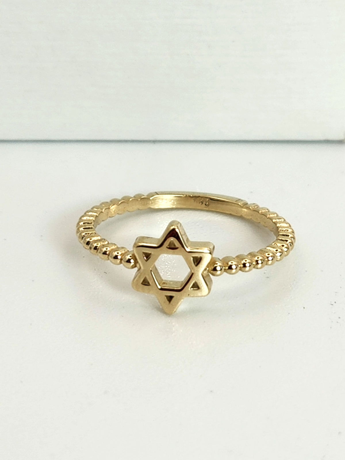 Star of david gold balls ring 14k