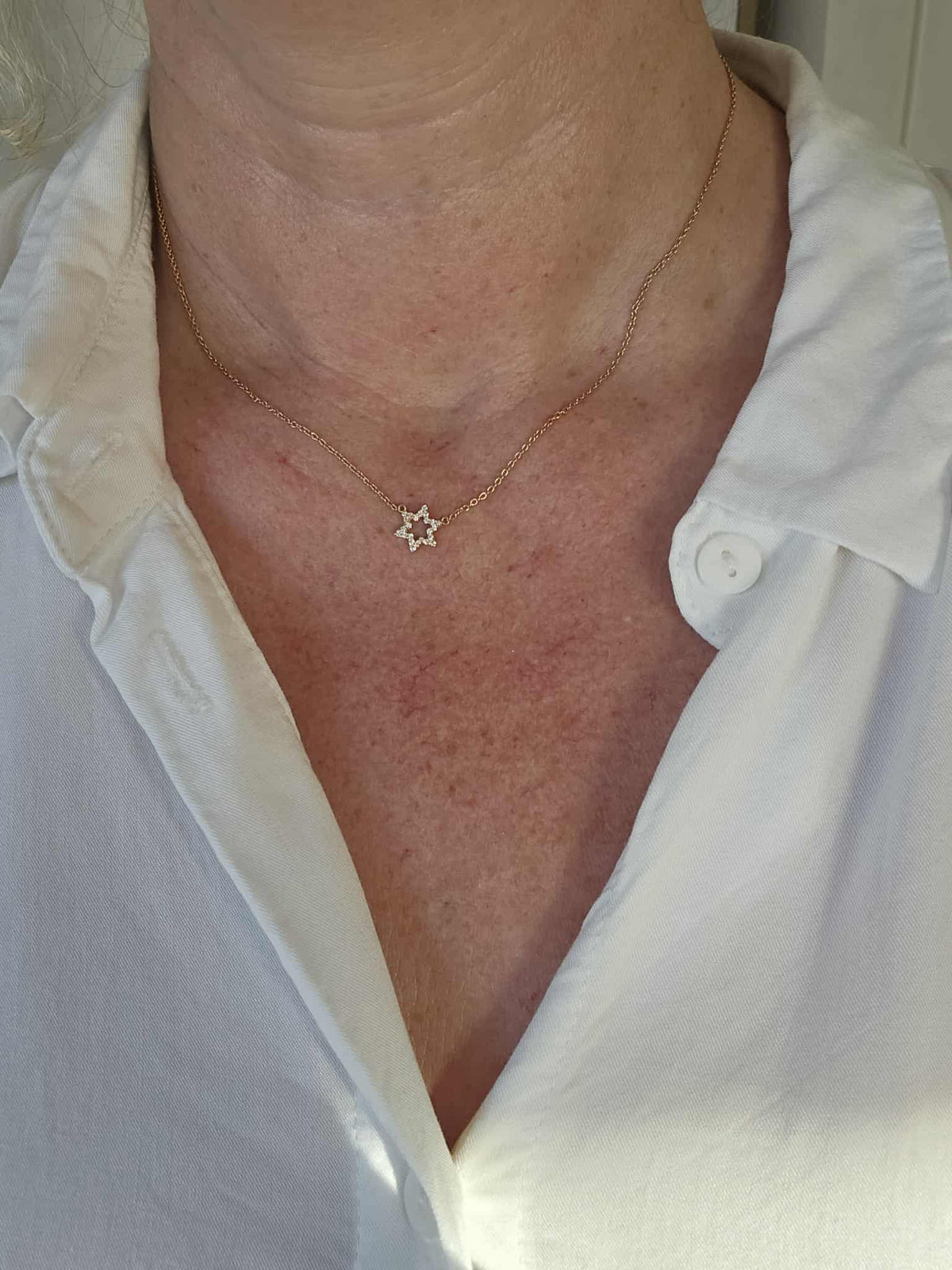 Diamonds Star of David necklace in 14k set with lab diamonds