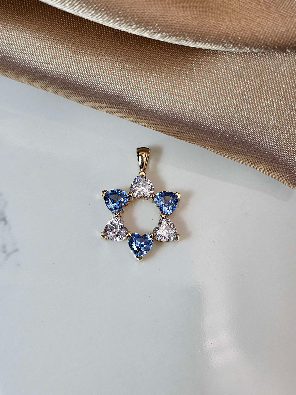 "David in Love " 14k gold heart shaped cz just pendant without a necklace