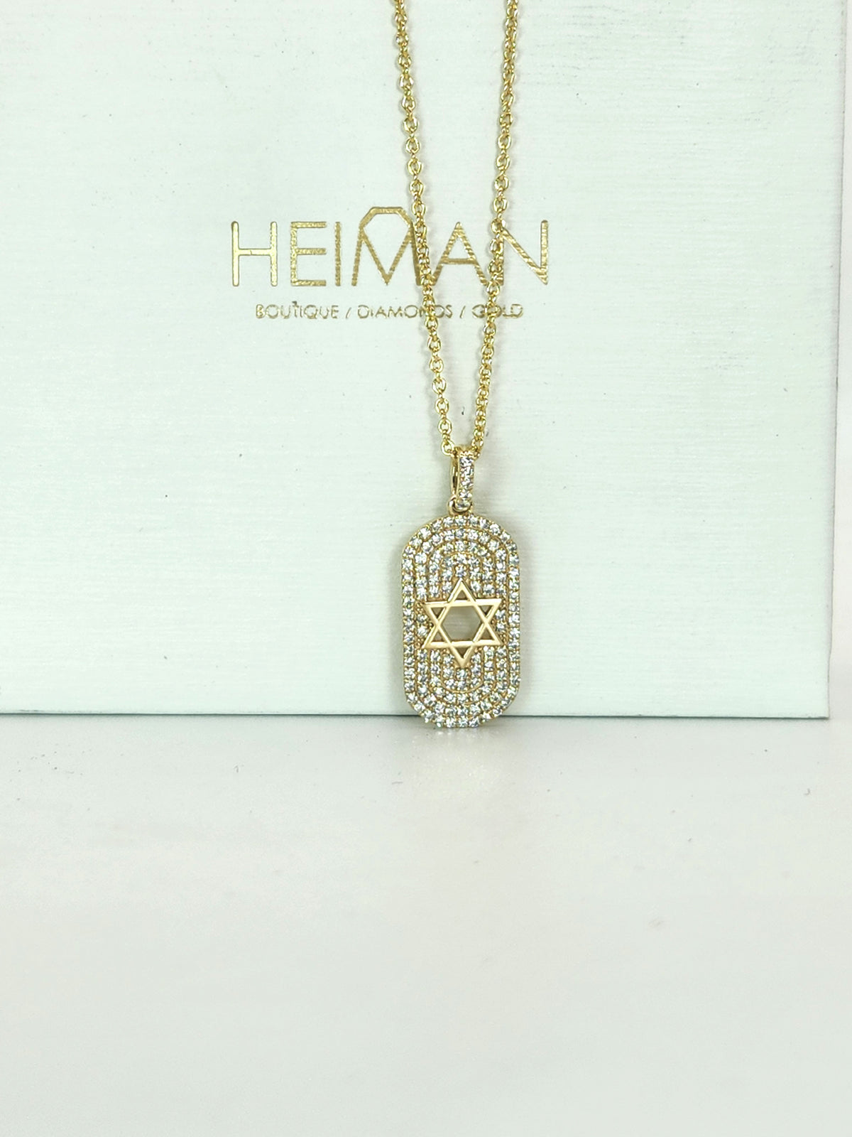 תליון מגן דוד תג יהלומים זהב 14k